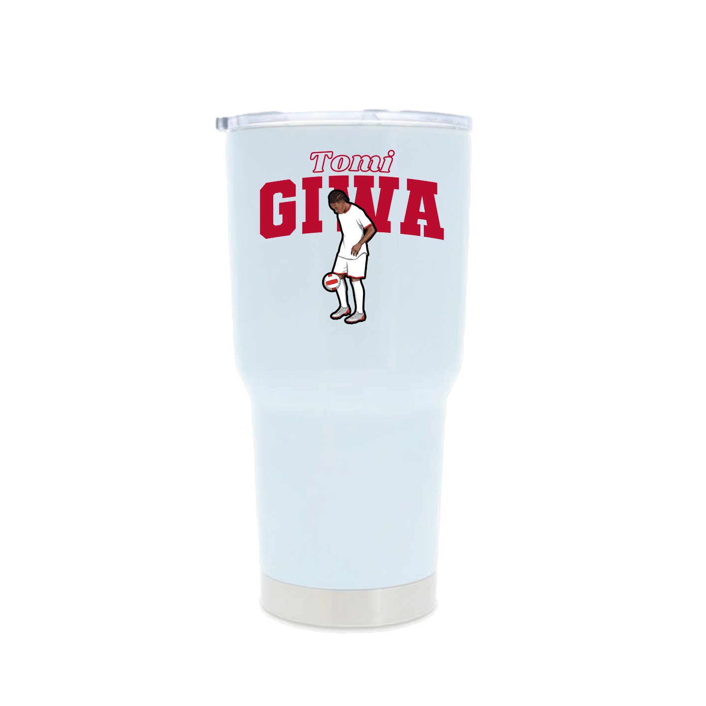 30oz Stainless Steel Tumbler — Name Arch in White