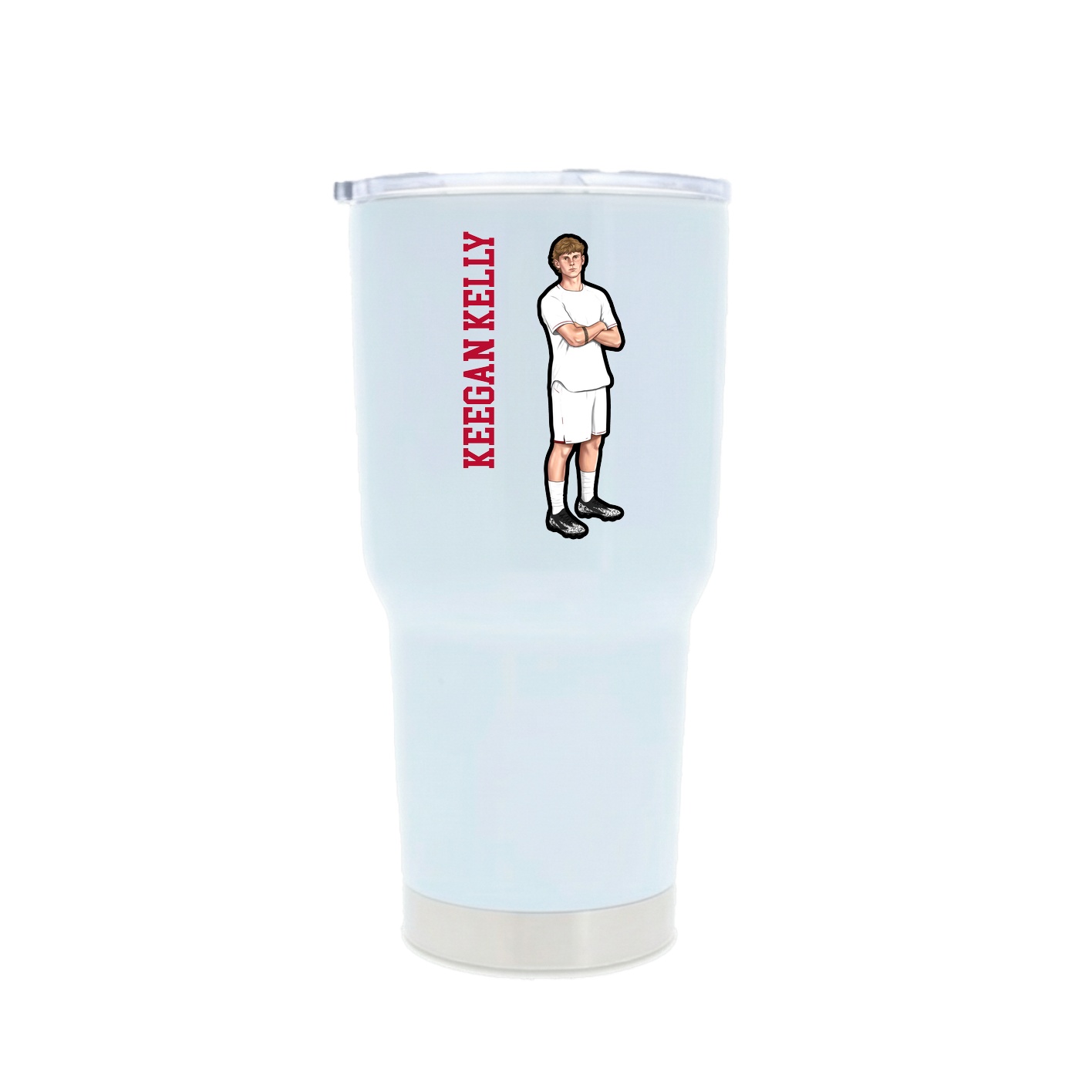 30oz Stainless Steel Tumbler — Name Vertical in White