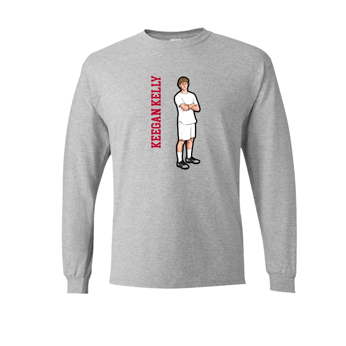 Long Sleeve Tee — Name Vertical in Grey