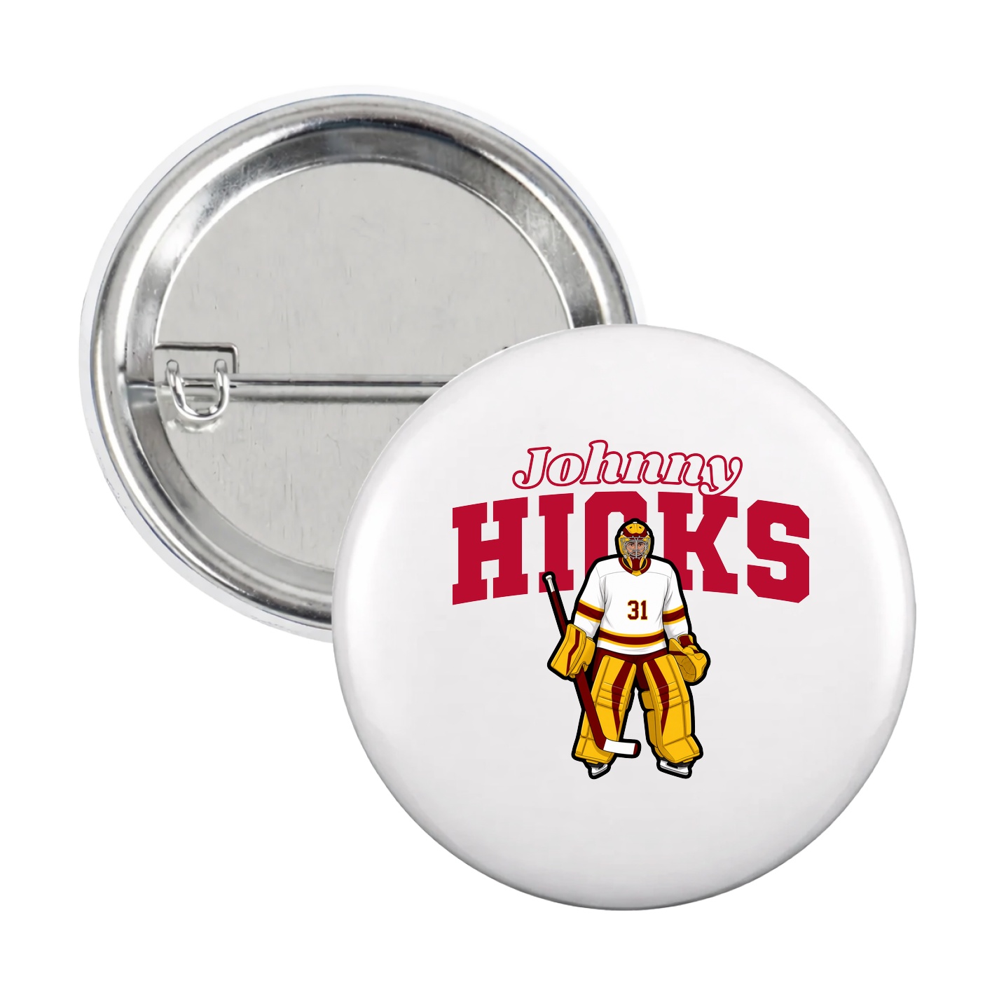 Game Day Button — Name Arch in White
