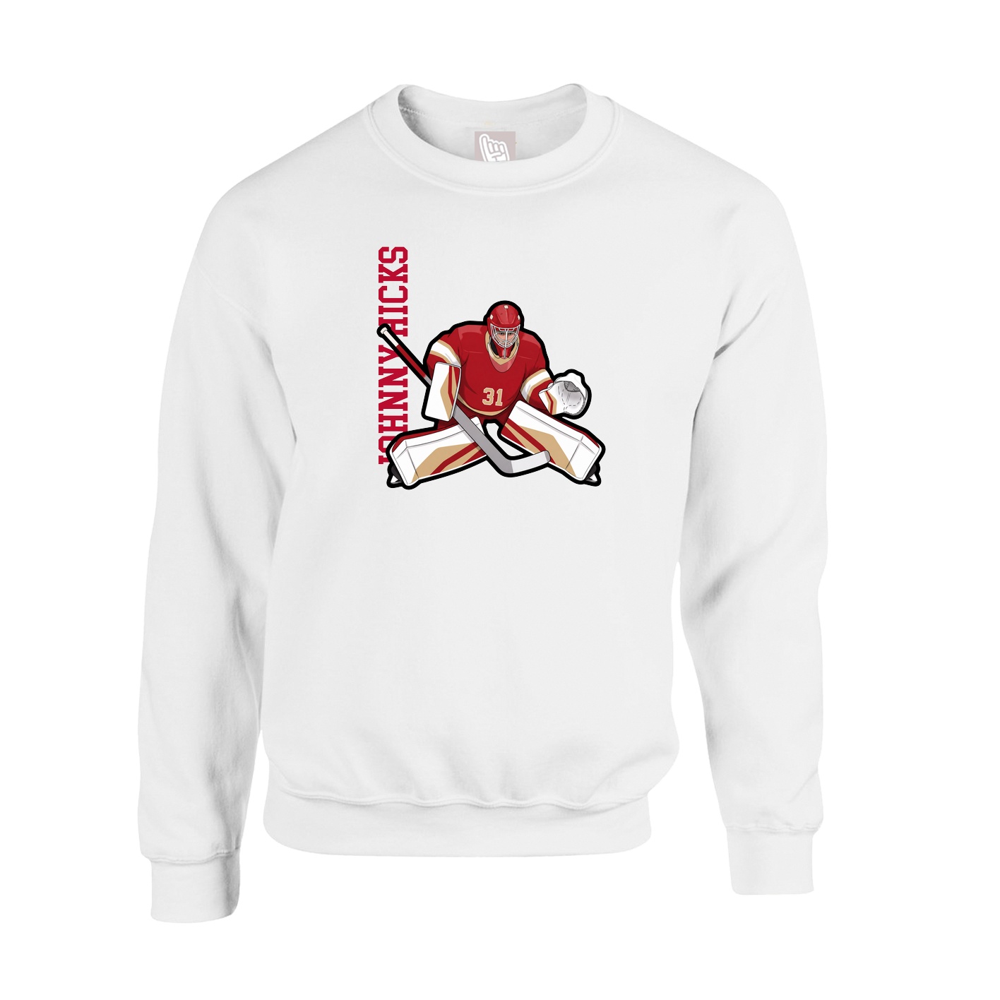 Fleece Crew — Name Vertical in White