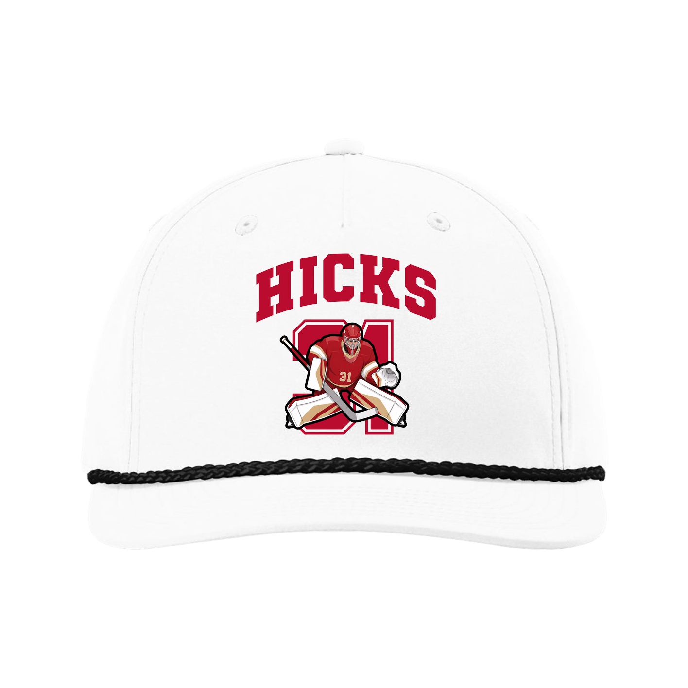 Five-Panel Classic Rope Cap — Number in White