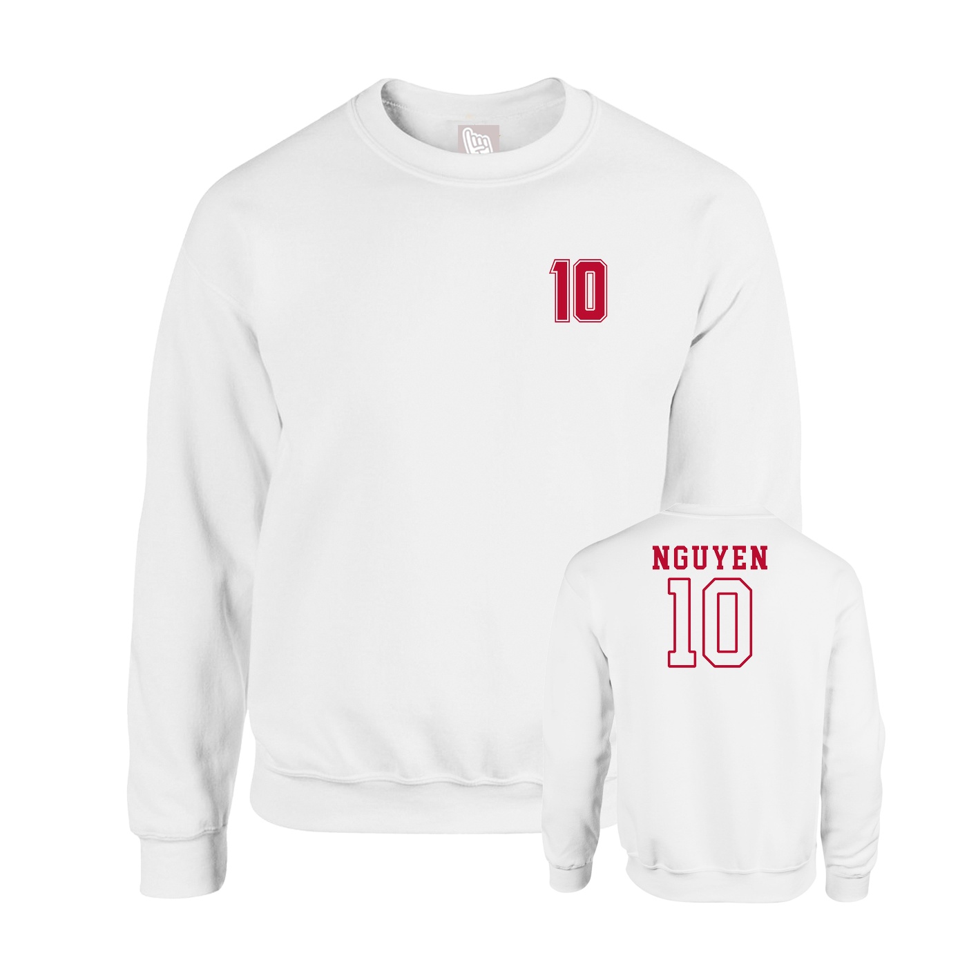 Fleece Crew — Chest Back in White