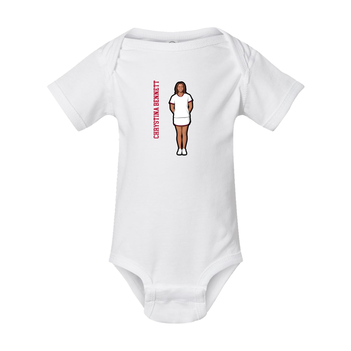 Baby Onesie — Name Vertical in White