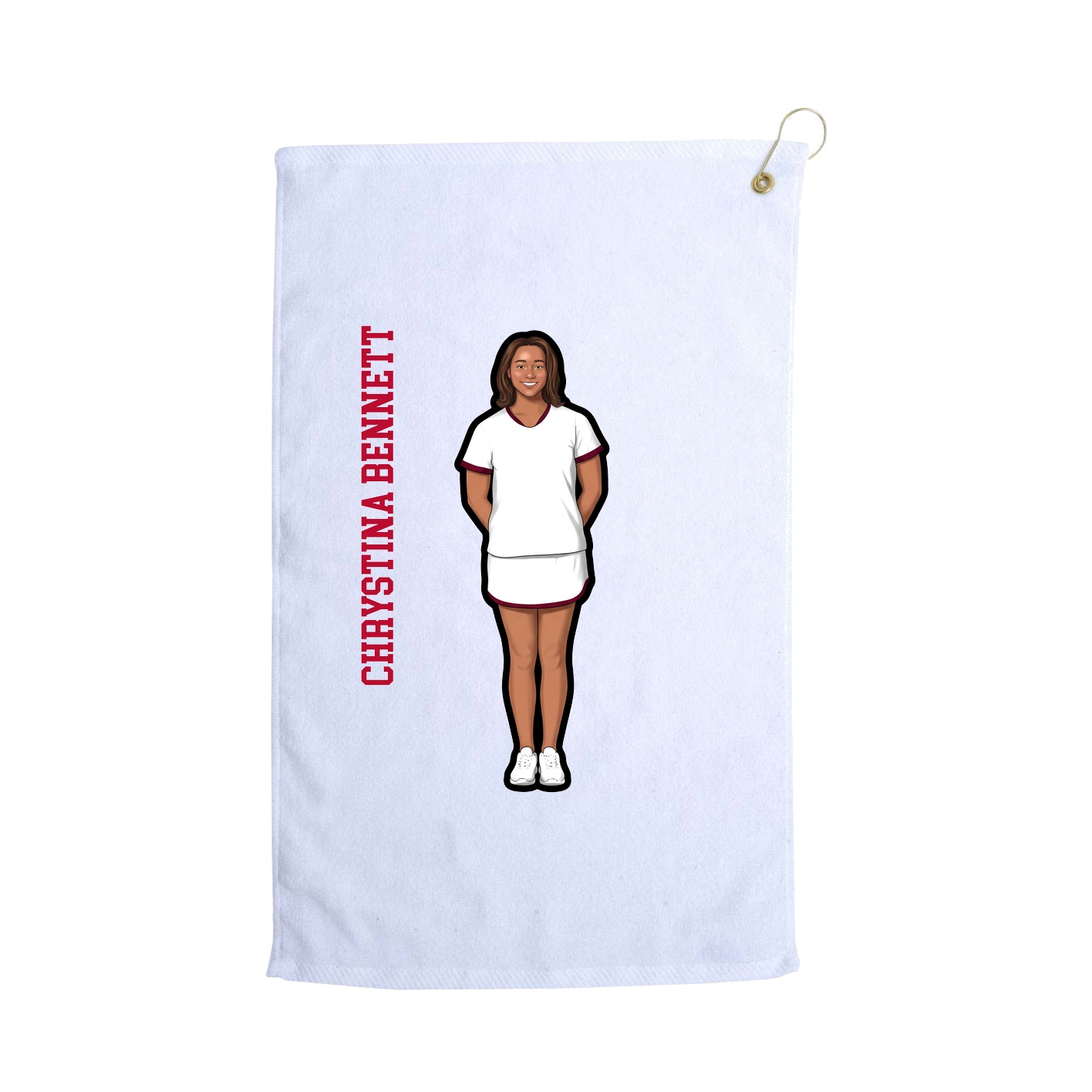 Golf Towel — Name Vertical in White