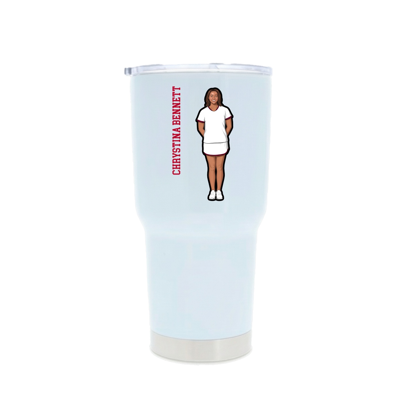 30oz Stainless Steel Tumbler — Name Vertical in White