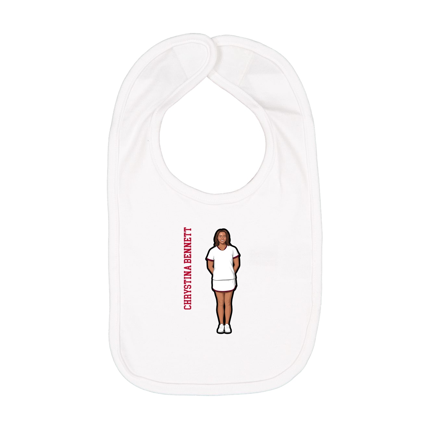 Infant Bib — Name Vertical in White
