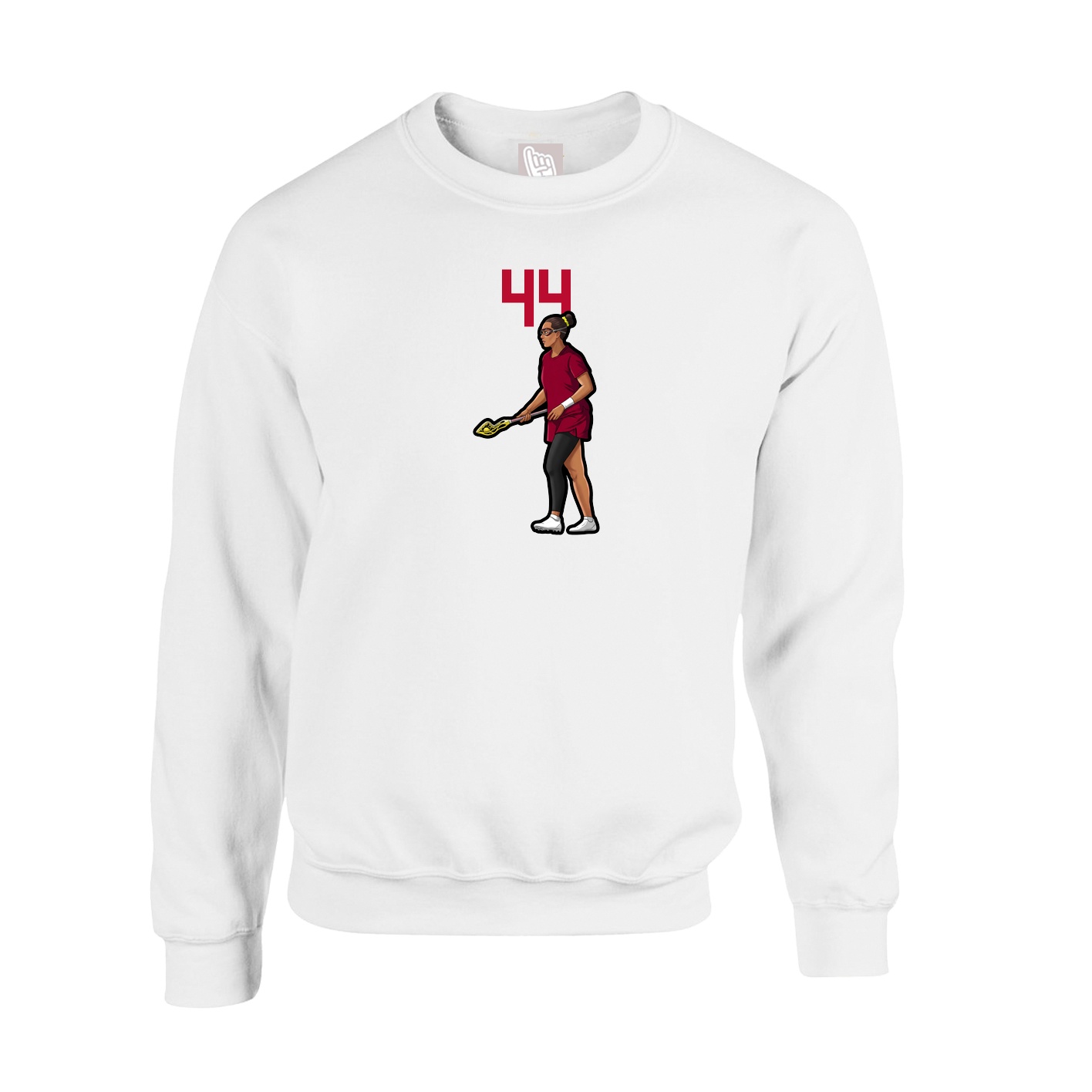 Fleece Crew — Number Top in White