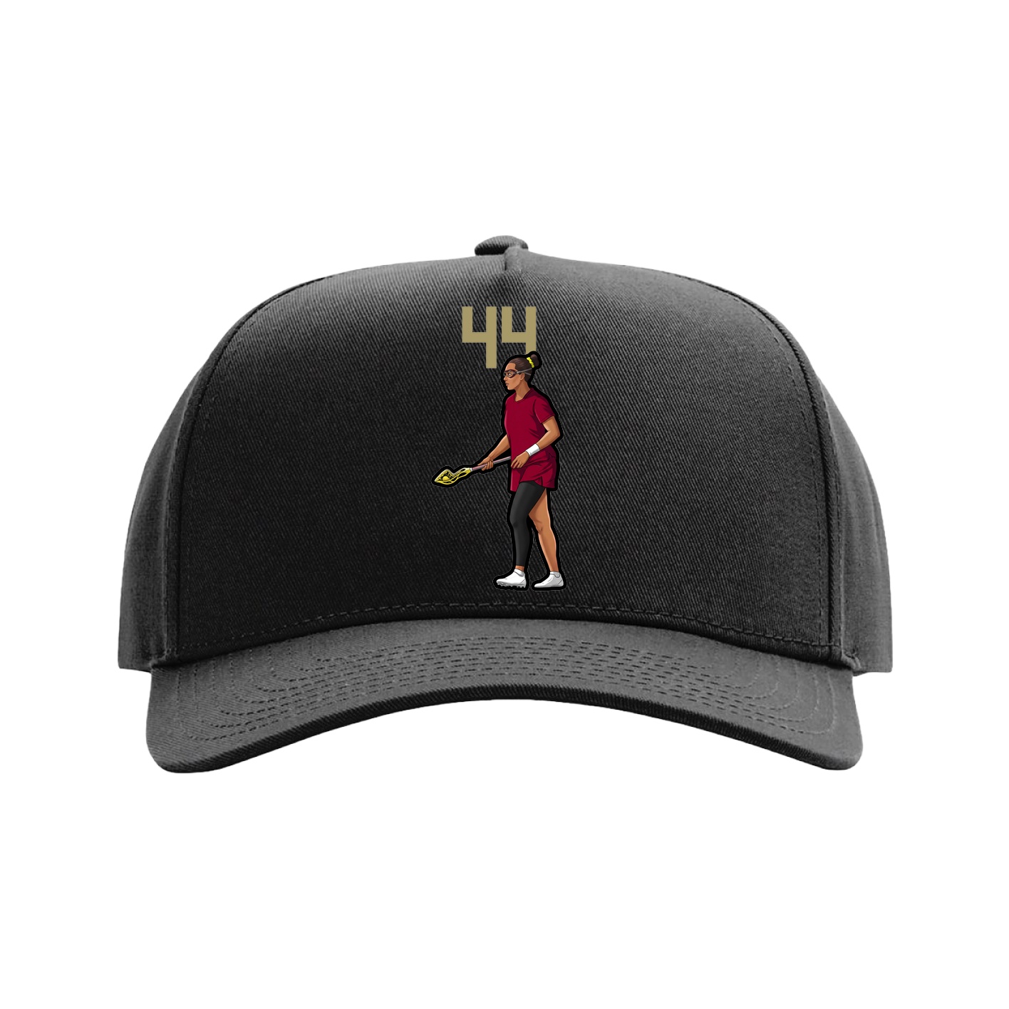 Full Fabric Five-Panel Champ Cap — Number Top in Black