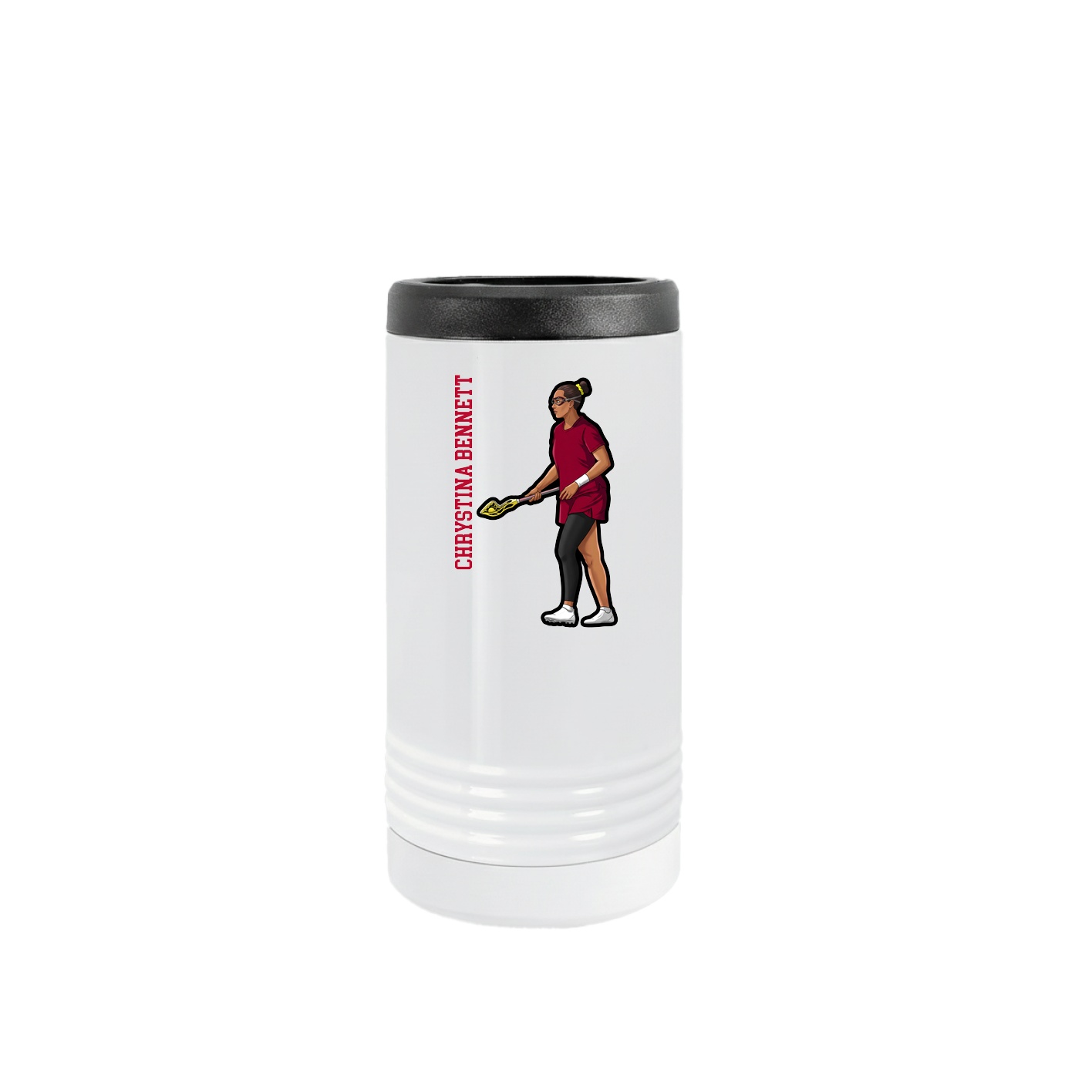 Slim Beverage Holder — Name Vertical in White