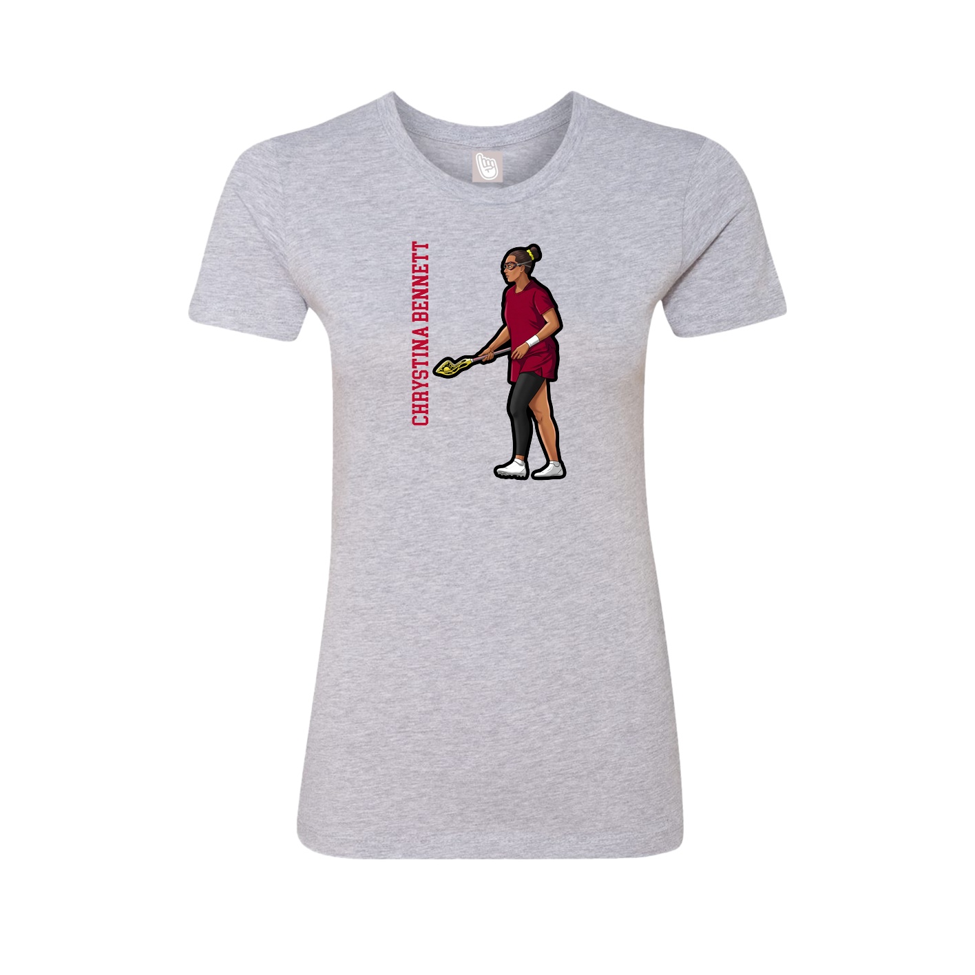 Fitted Women's Tee — Name Vertical in Grey