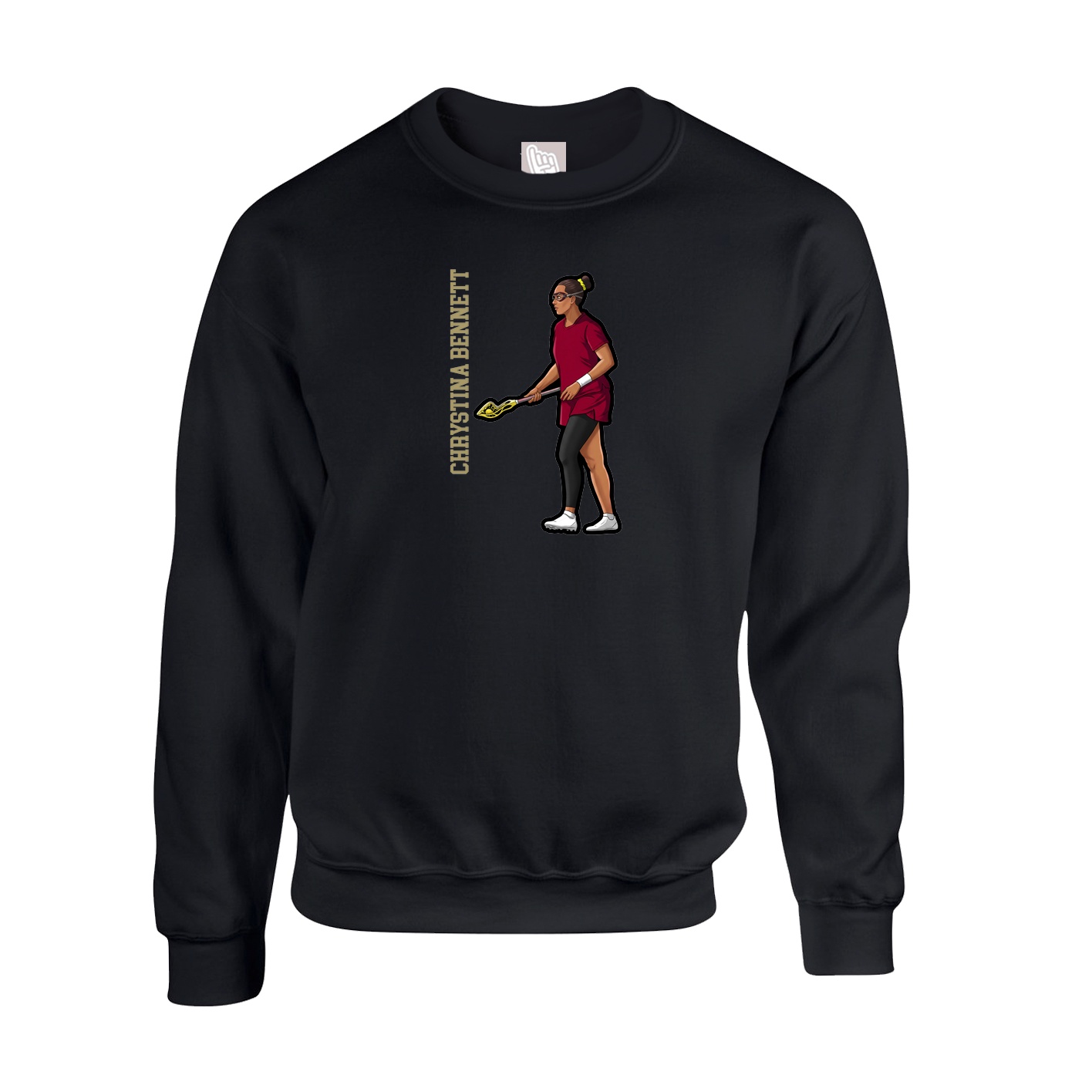 Fleece Crew — Name Vertical in Black