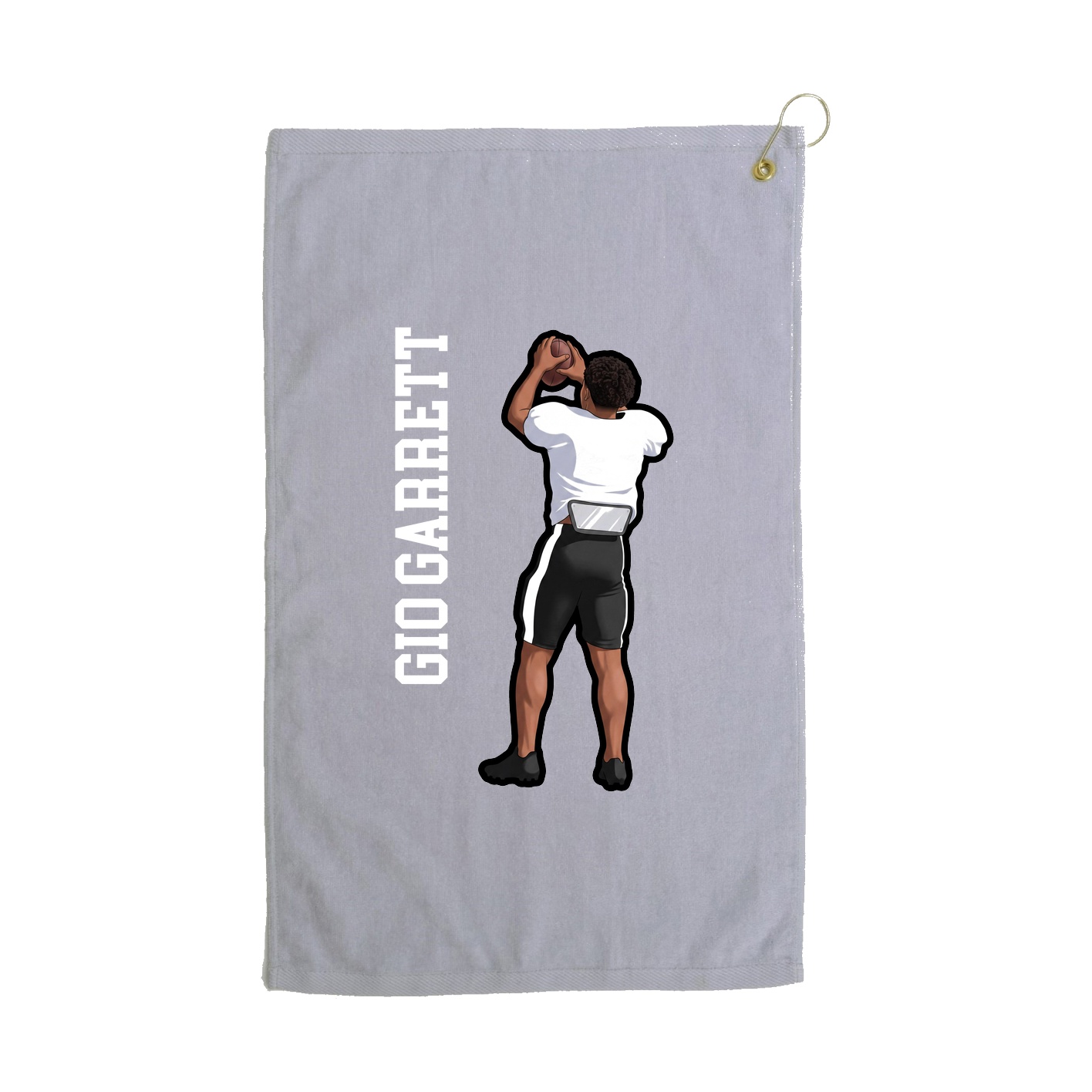 Golf Towel — Name Vertical in Grey