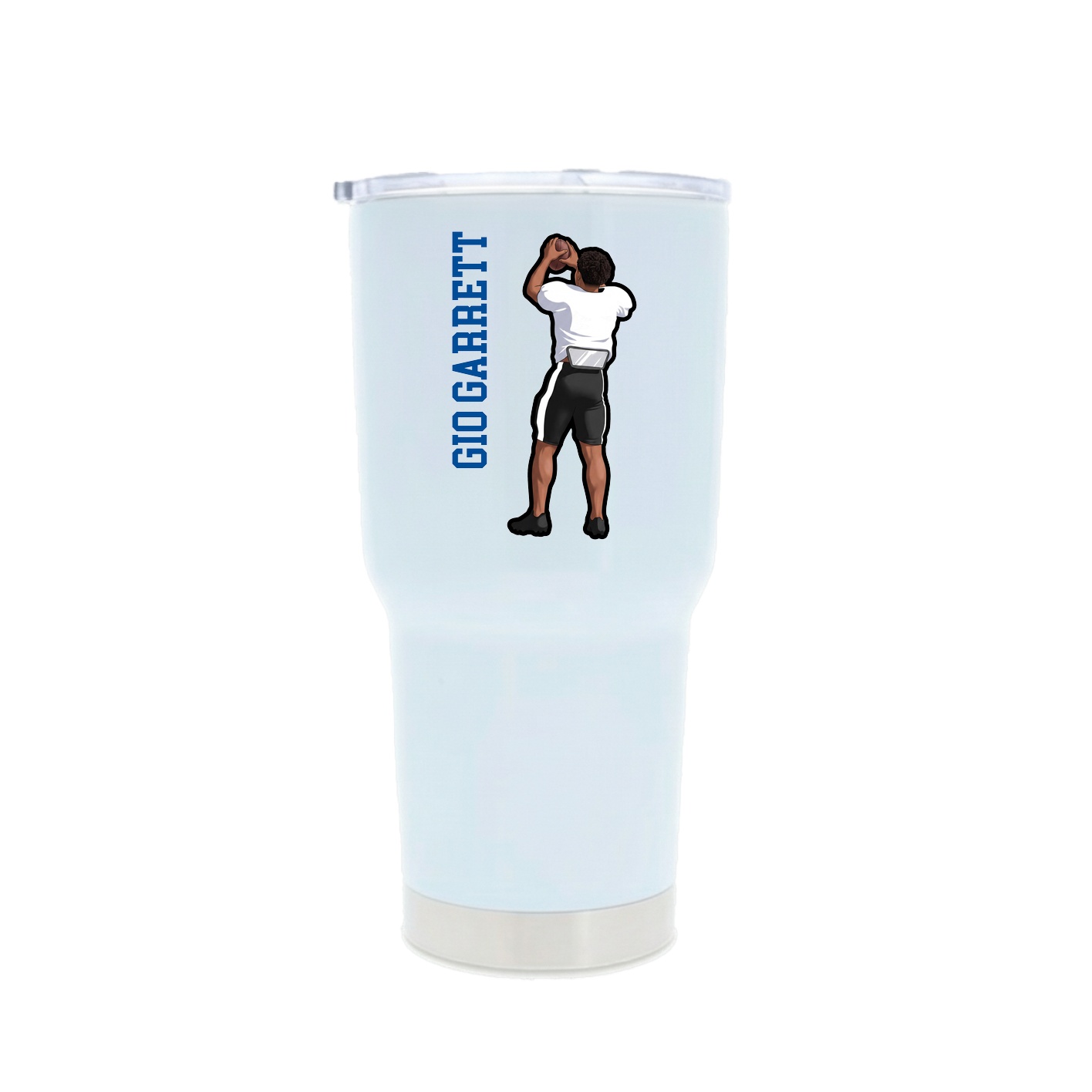 30oz Stainless Steel Tumbler — Name Vertical in White