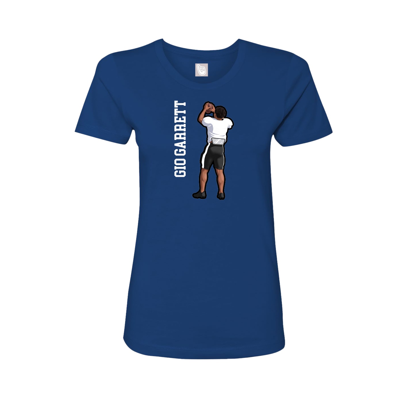 Fitted Women's Tee — Name Vertical in Royal