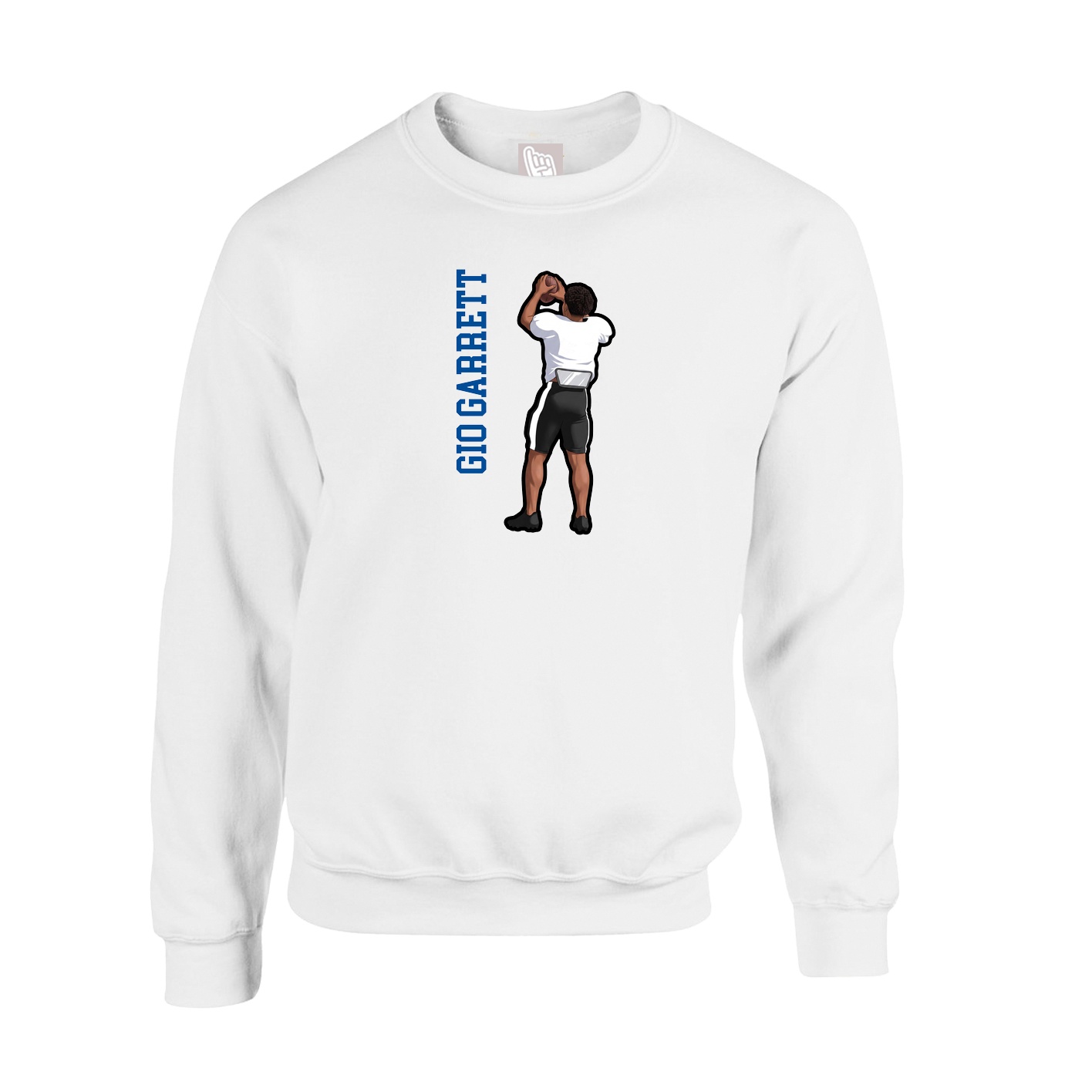Fleece Crew — Name Vertical in White