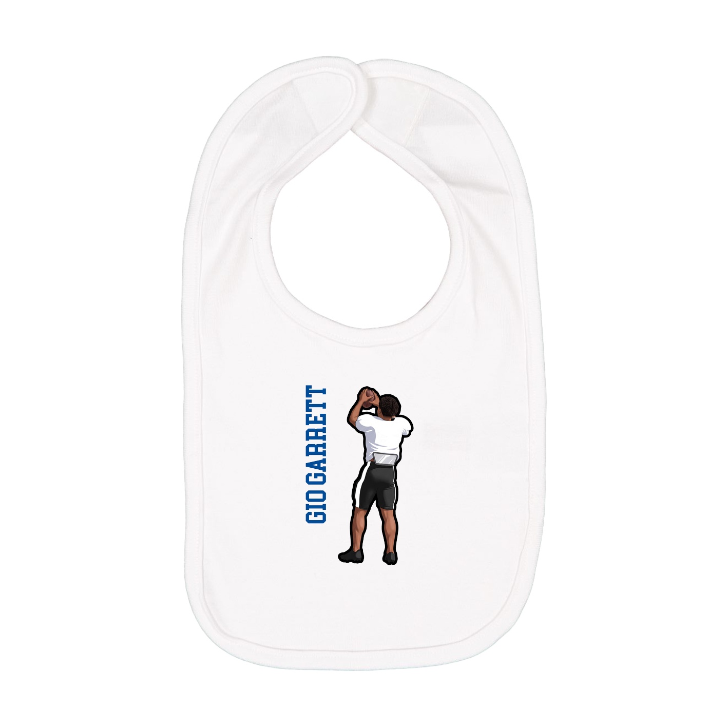 Infant Bib — Name Vertical in White