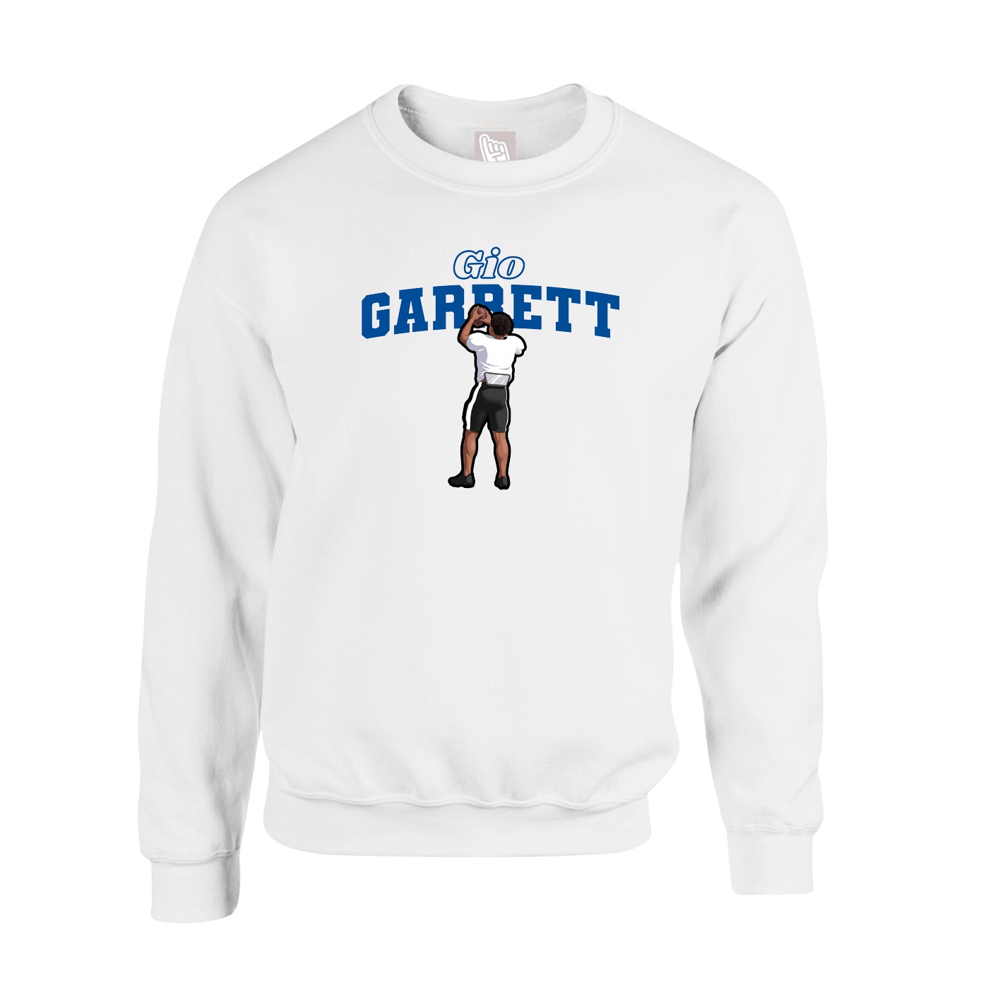 Fleece Crew — Name Arch in White