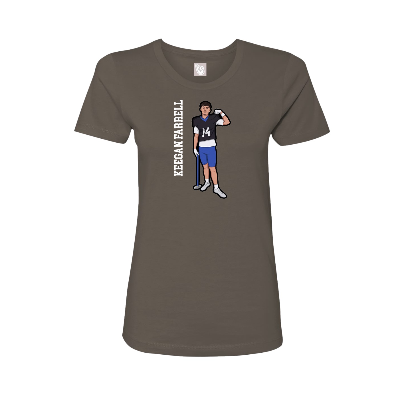 Fitted Women's Tee — Name Vertical in Grey