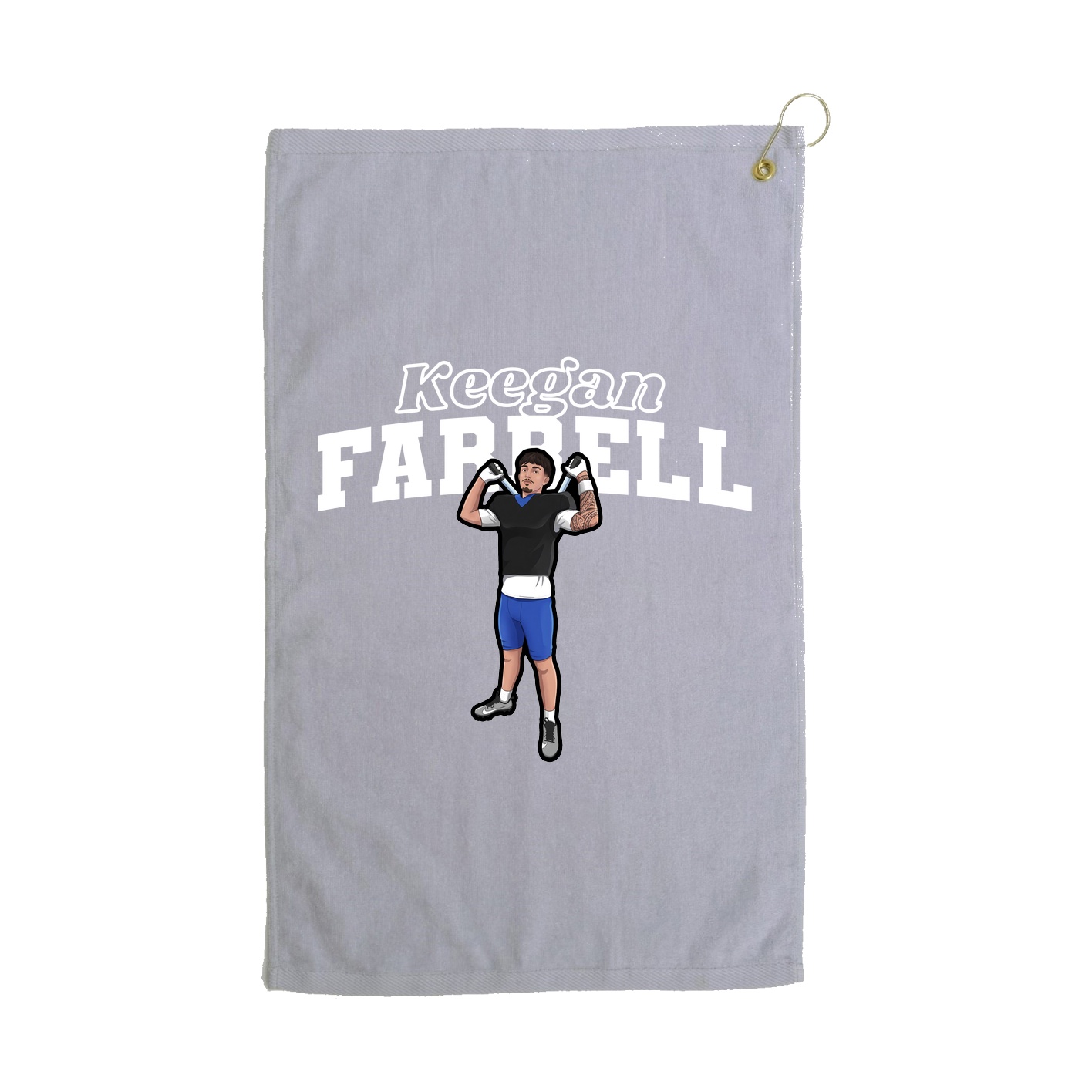 Golf Towel — Name Arch in Grey