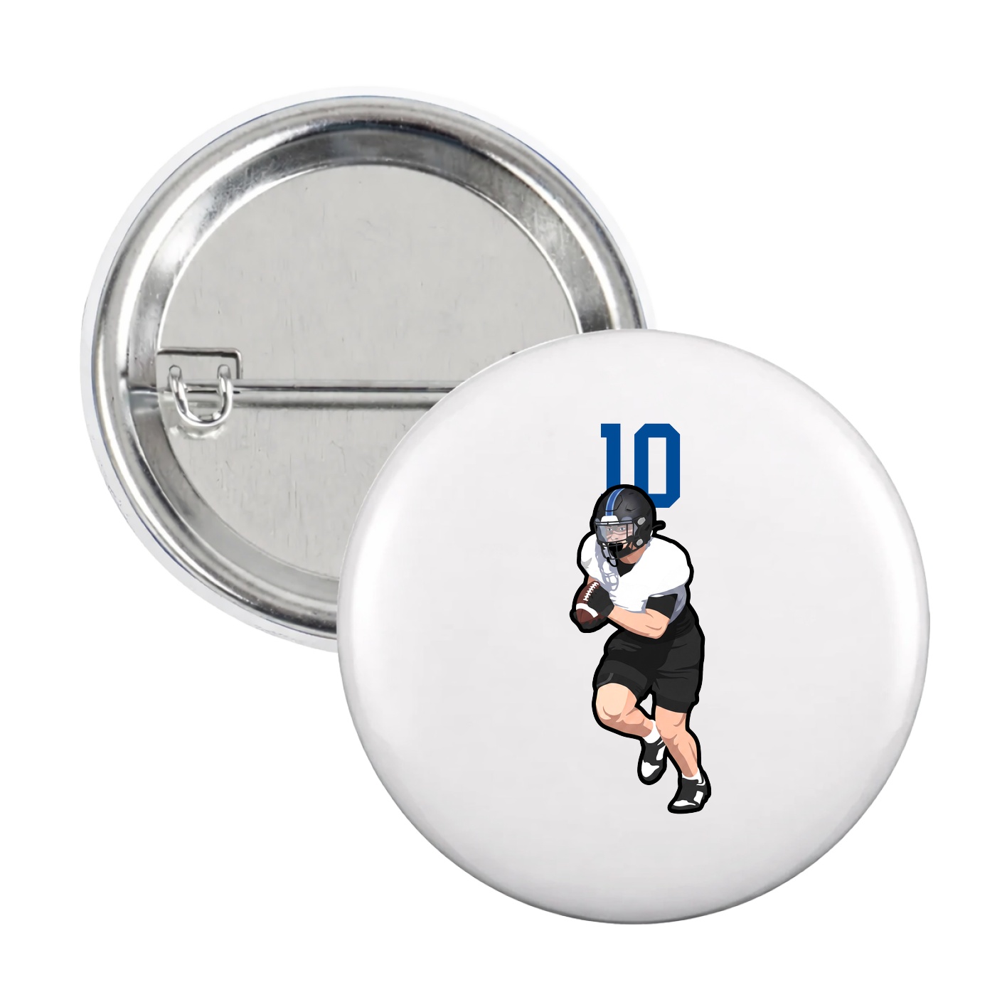 Game Day Button — Number Top in White