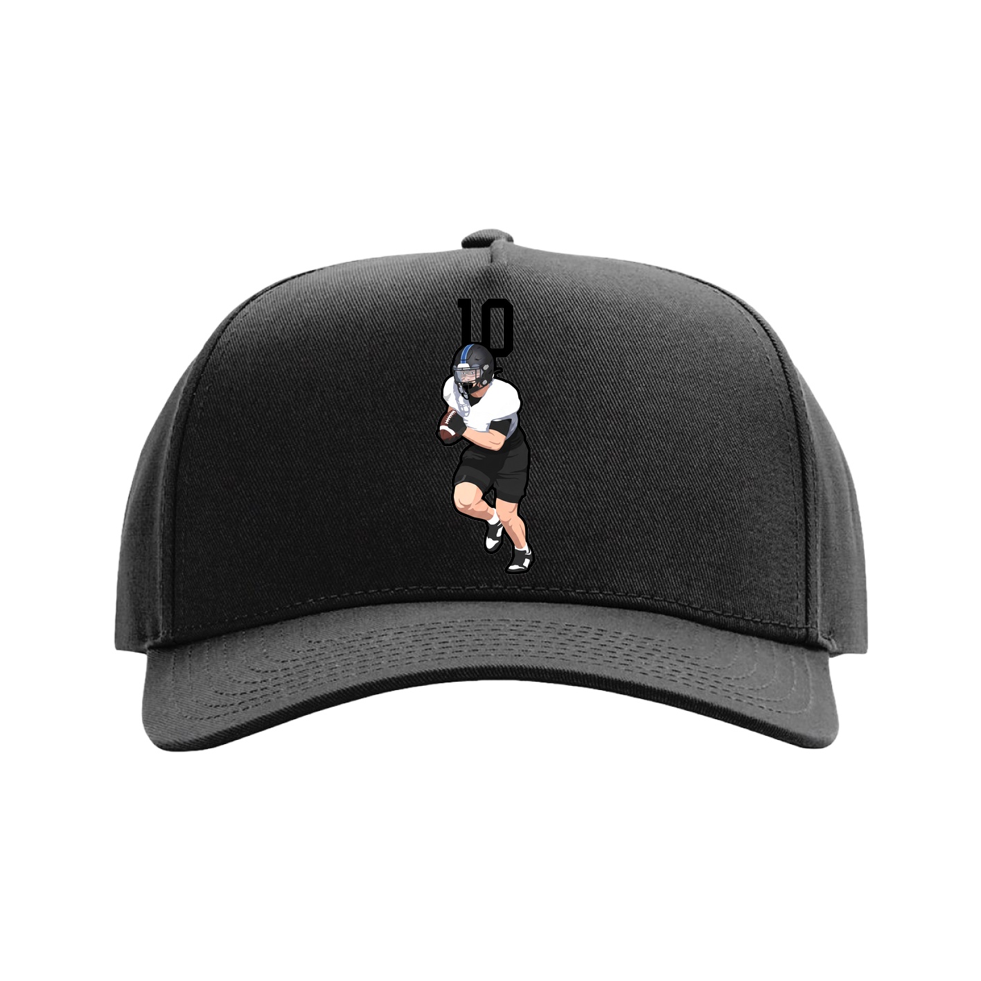 Full Fabric Five-Panel Champ Cap — Number Top in Black