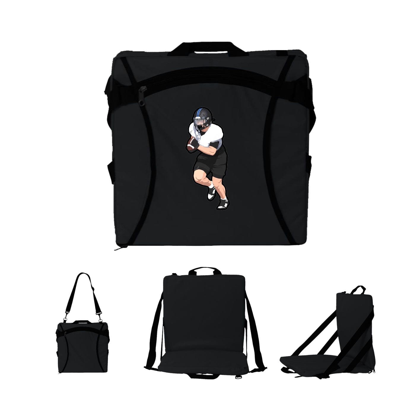 Folding Stadium Seat — Name Vertical in Black
