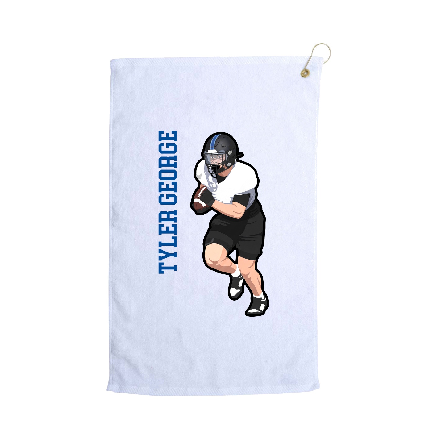 Golf Towel — Name Vertical in White