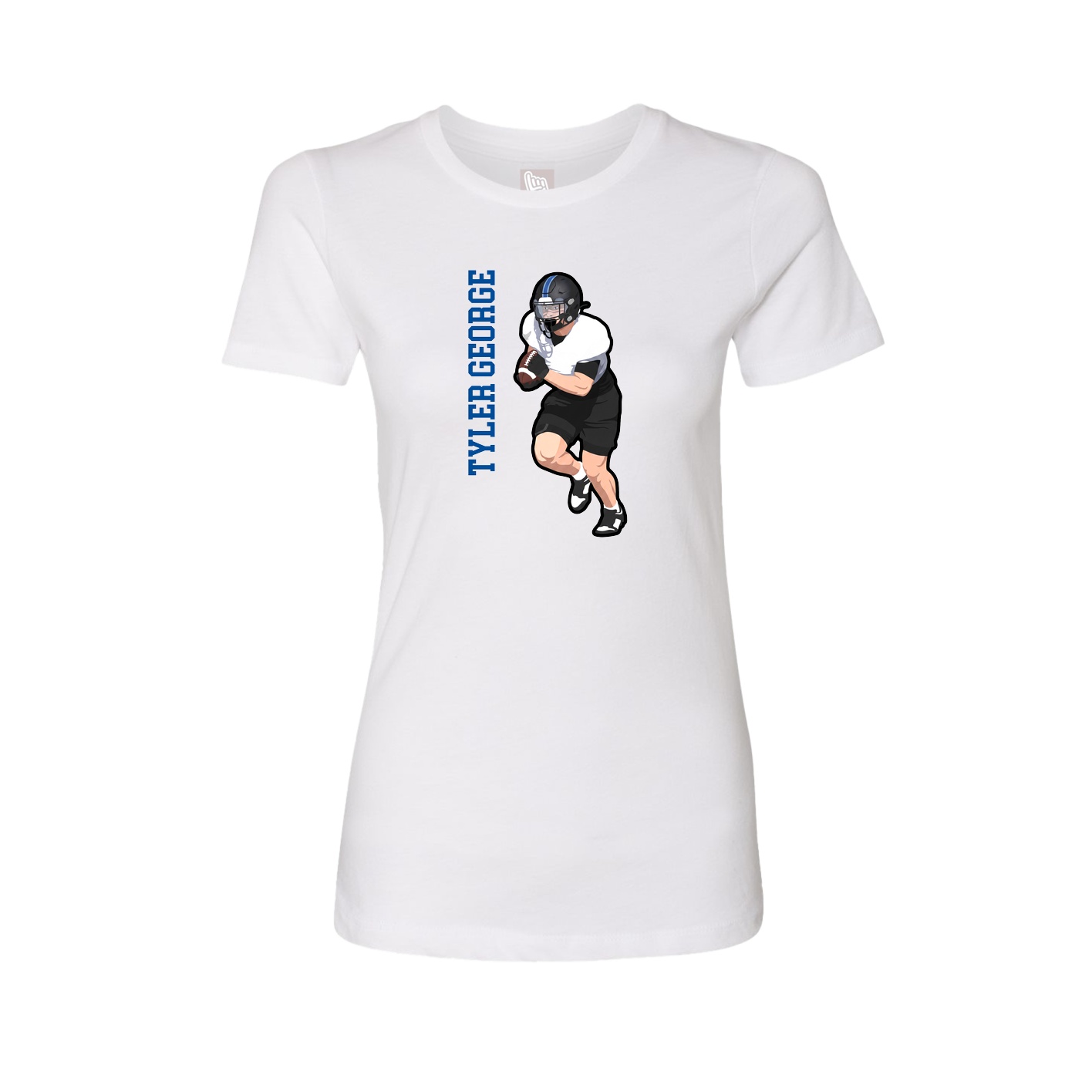 Womens Tee — Name Vertical in White