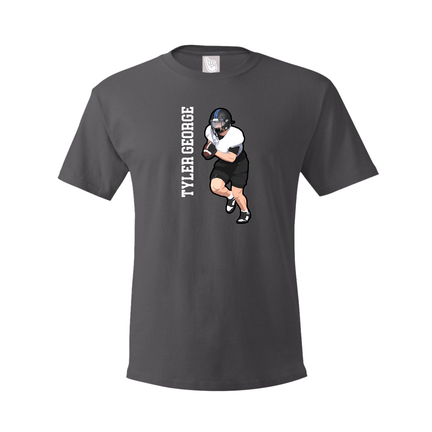 Youth Tee — Name Vertical in Grey