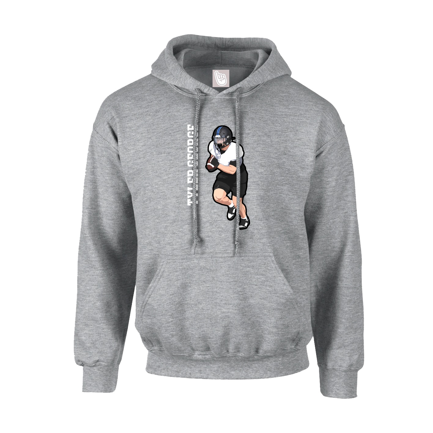 Hoodie — Name Vertical in Grey