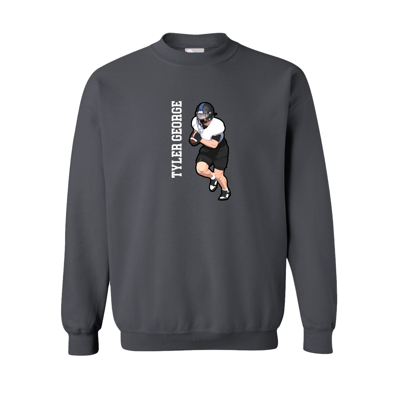 Fleece Crew — Name Vertical in Grey