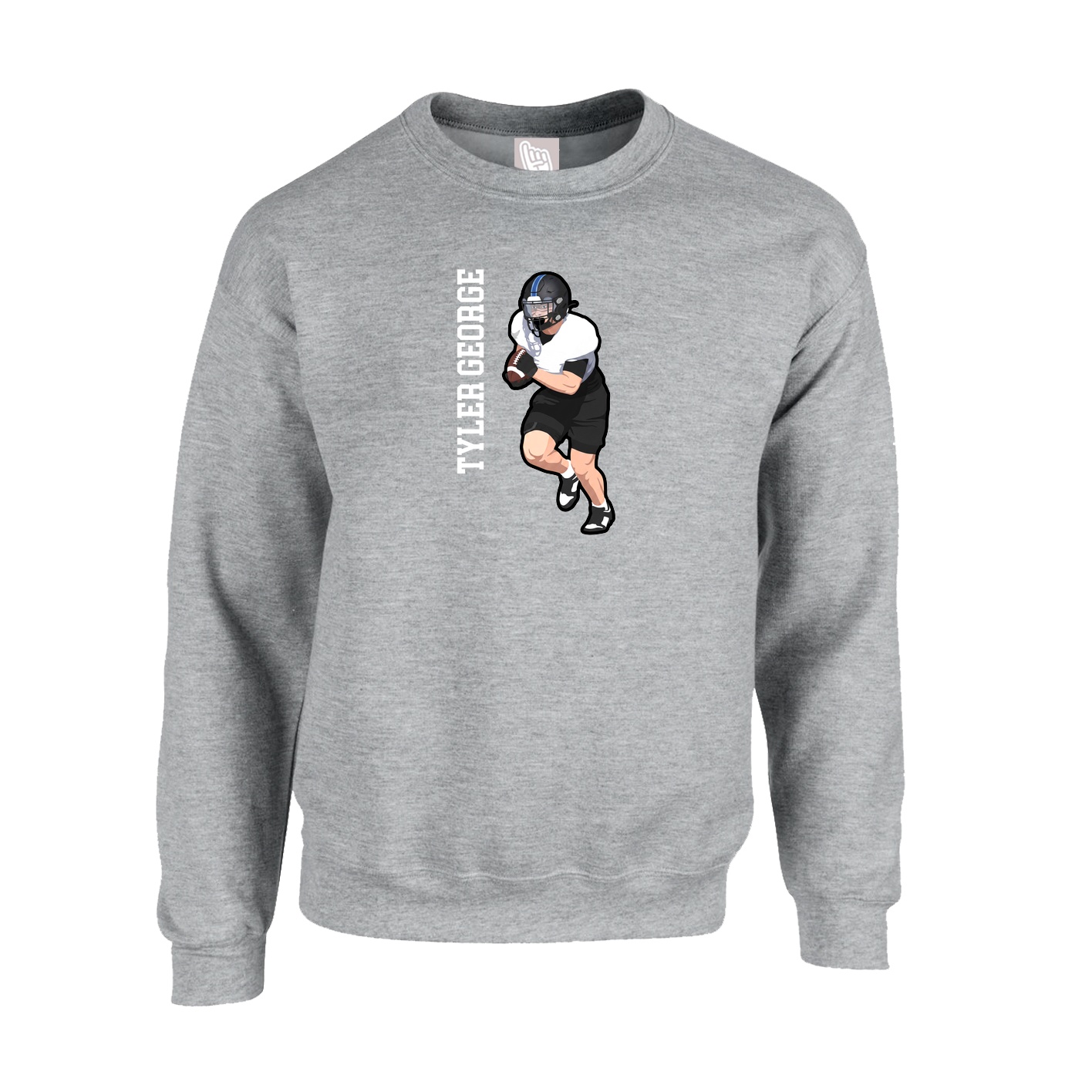 Fleece Crew — Name Vertical in Grey