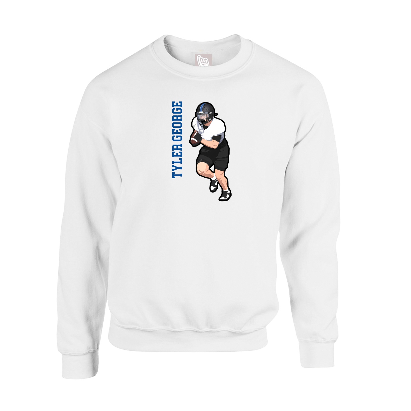 Fleece Crew — Name Vertical in White