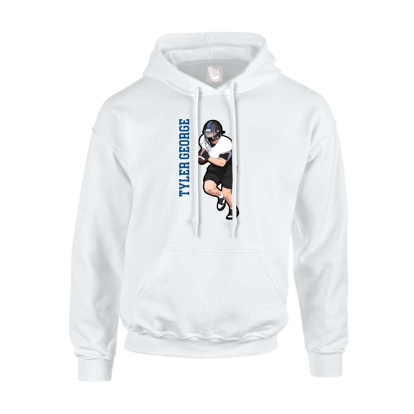 Youth Hoodie — Name Vertical in White