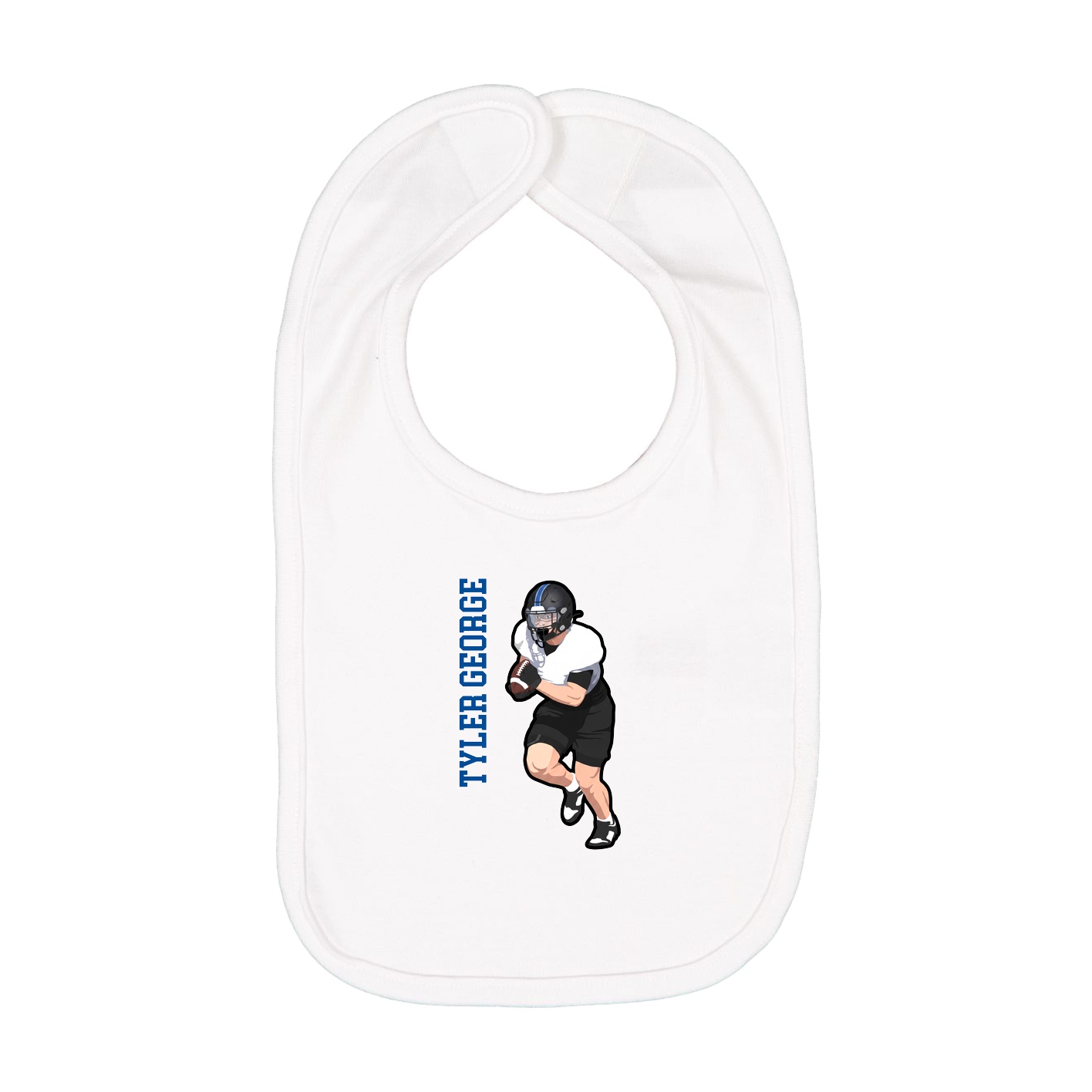 Infant Bib — Name Vertical in White