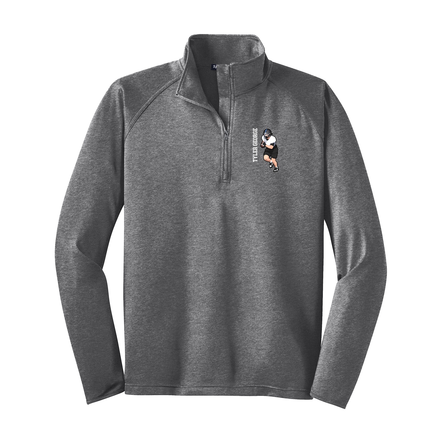 Q-Zip Pullover — Name Vertical in Grey