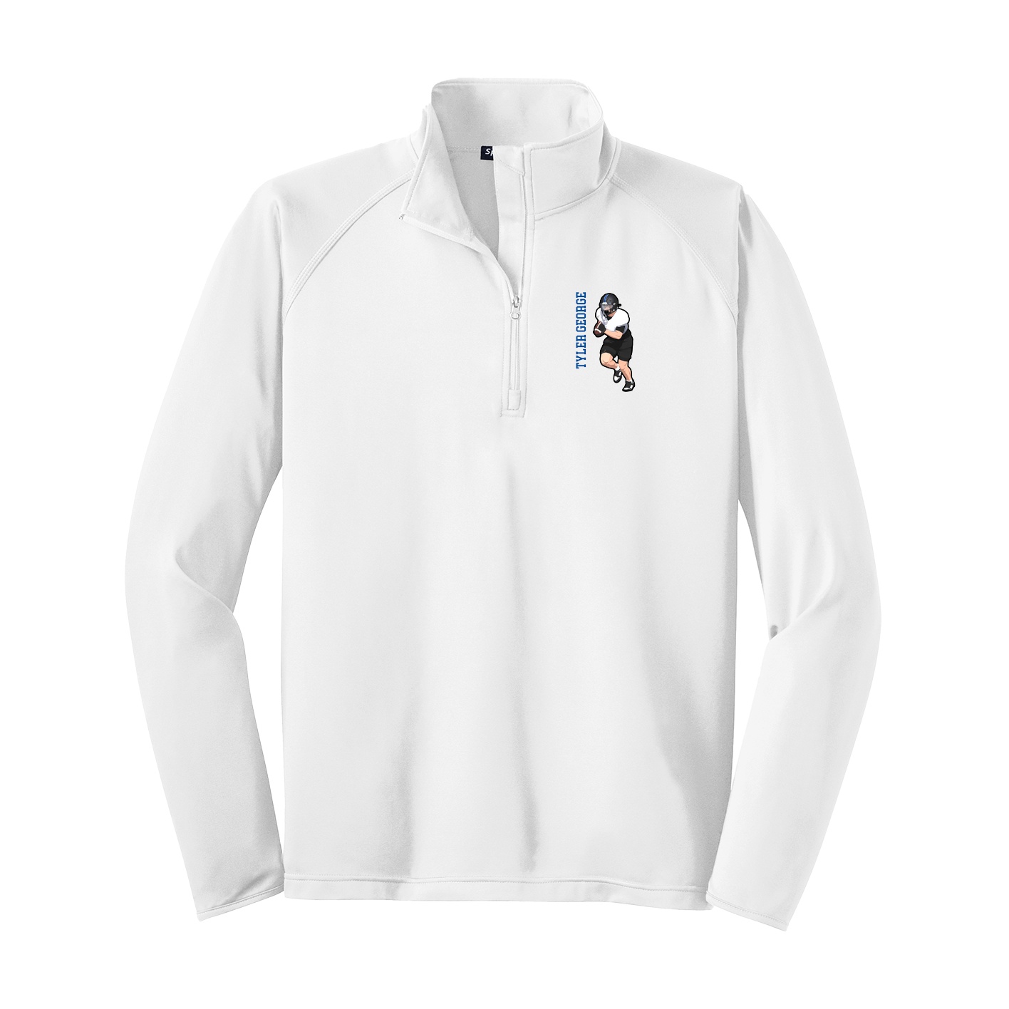 Q-Zip Pullover — Name Vertical in White