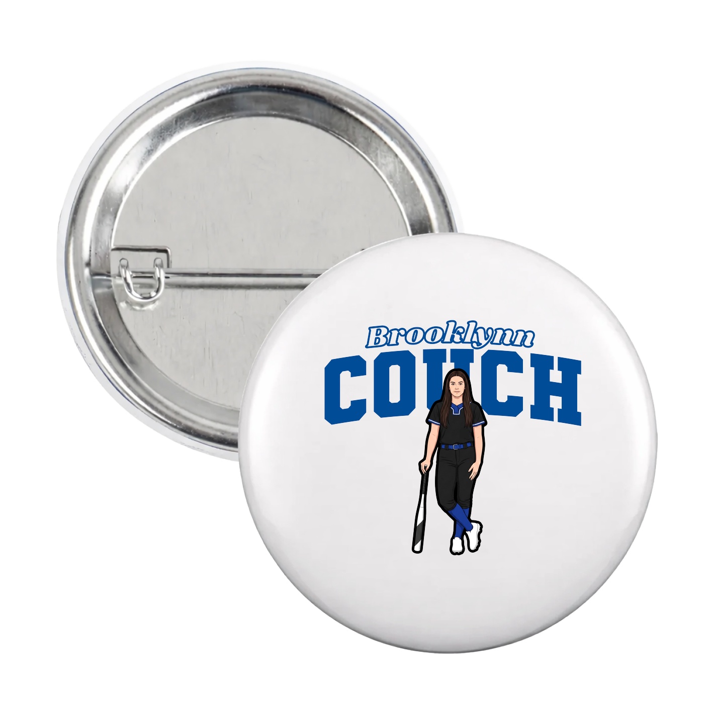 Game Day Button — Name Arch in White