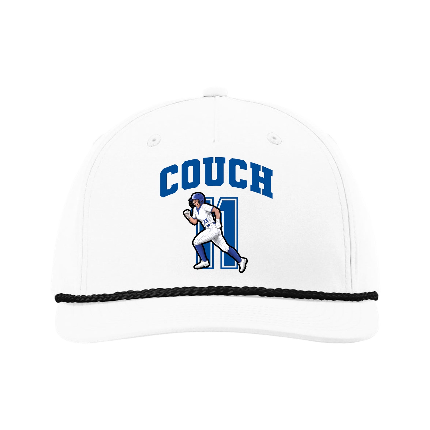 Five-Panel Classic Rope Cap — Number in White
