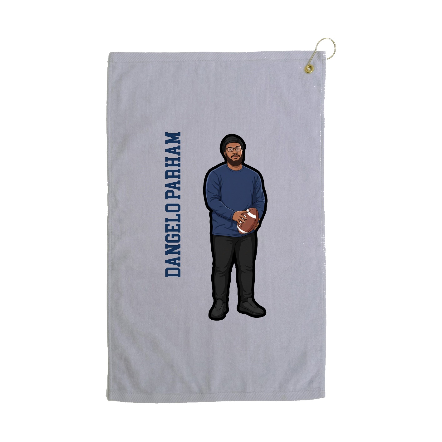 Golf Towel — Name Vertical in Grey
