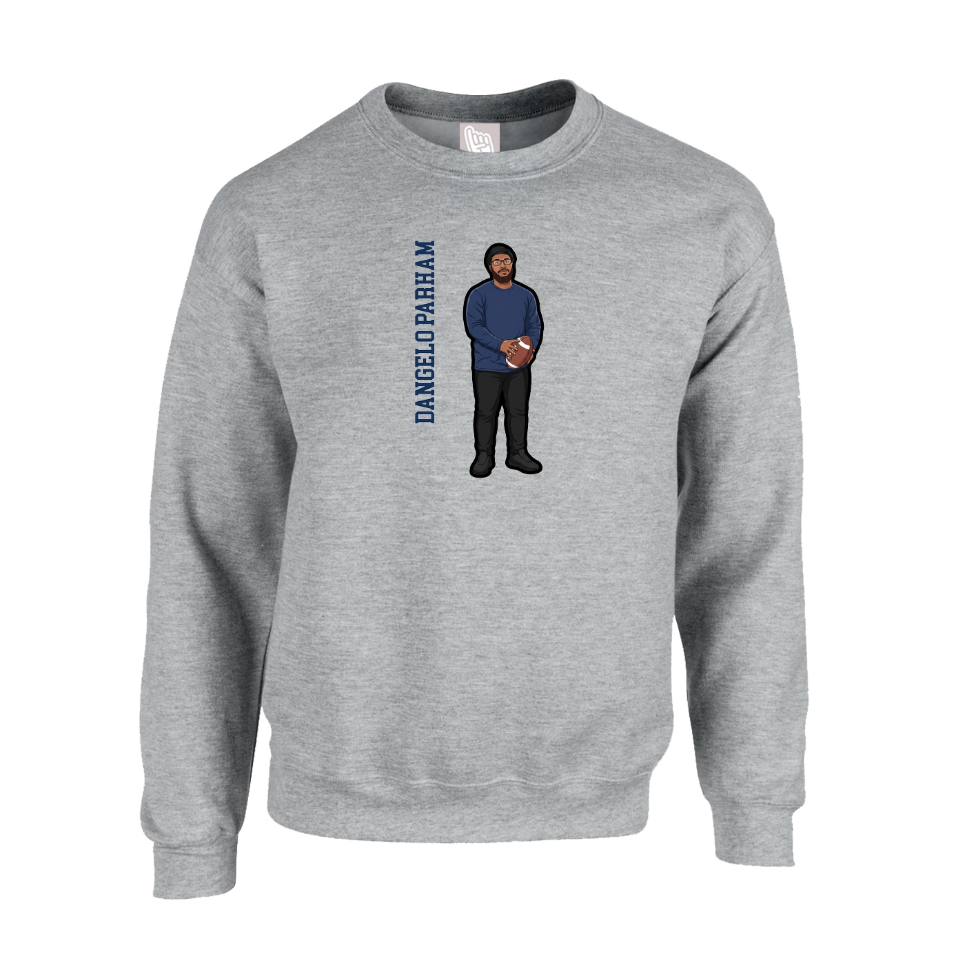 Fleece Crew — Name Vertical in Grey