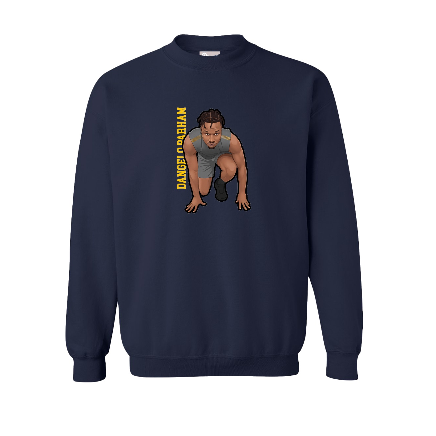 Fleece Crew — Name Vertical in Navy