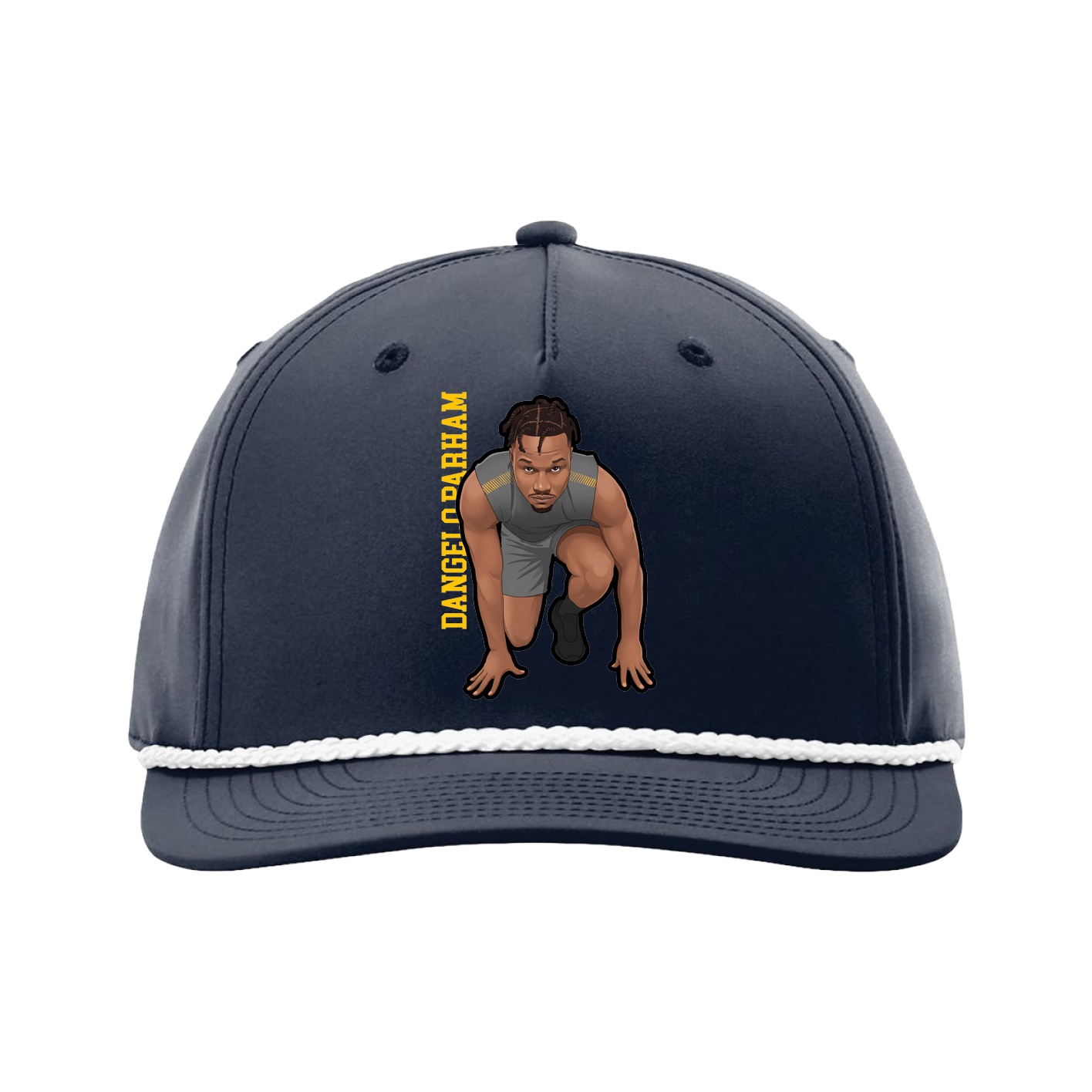Five-Panel Classic Rope Cap — Name Vertical in Navy