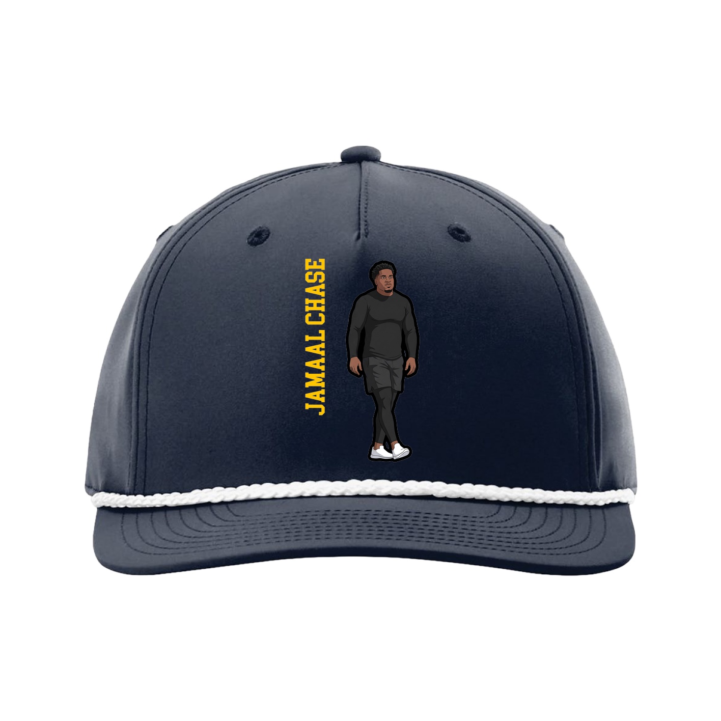 Five-Panel Classic Rope Cap — Name Vertical in Navy