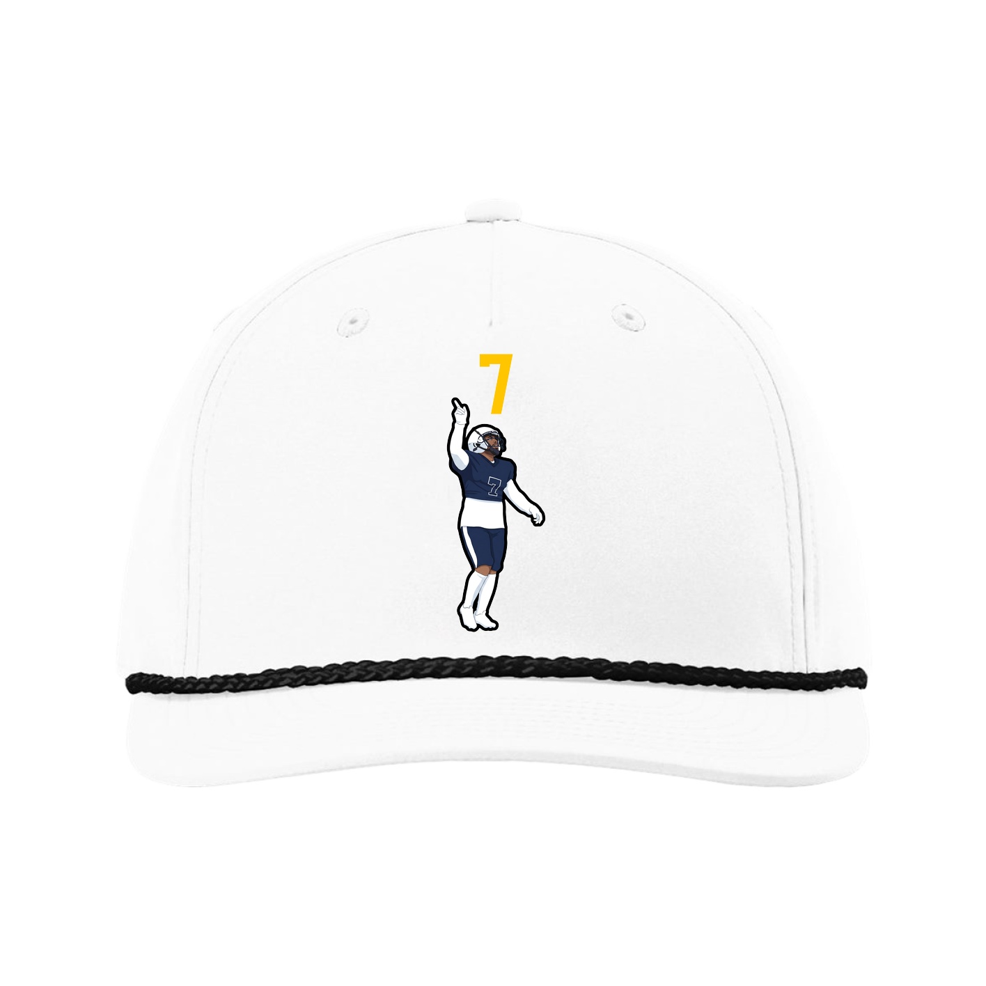 Five-Panel Classic Rope Cap — Number Top in White