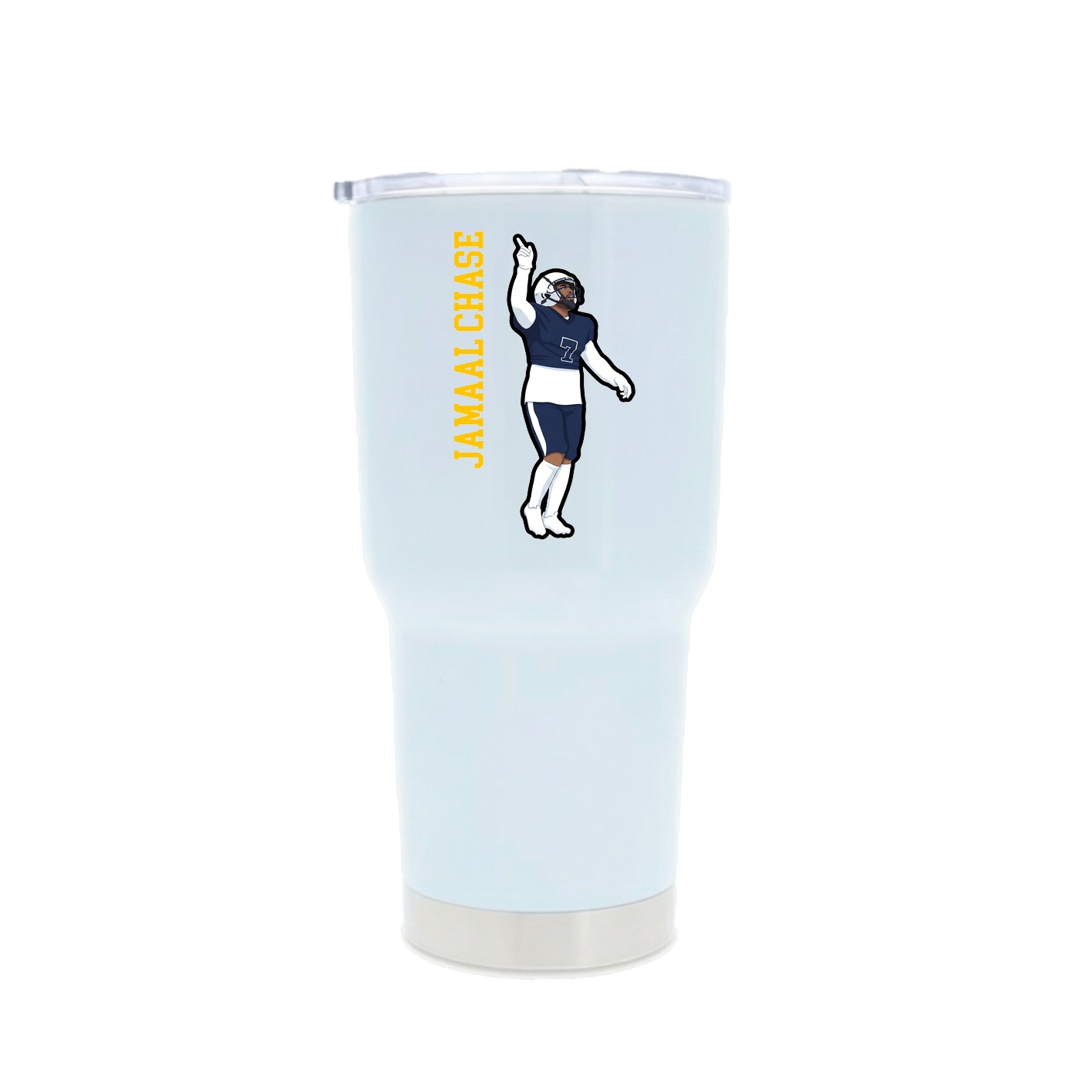 30oz Stainless Steel Tumbler — Name Vertical in White