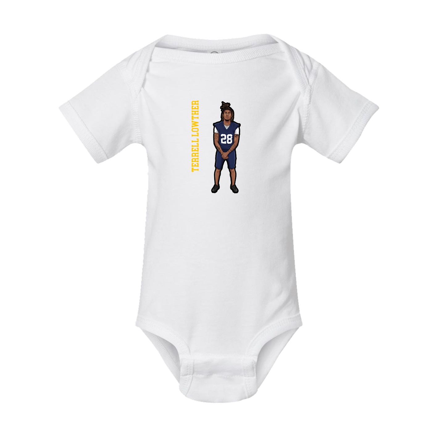 Baby Onesie — Name Vertical in White