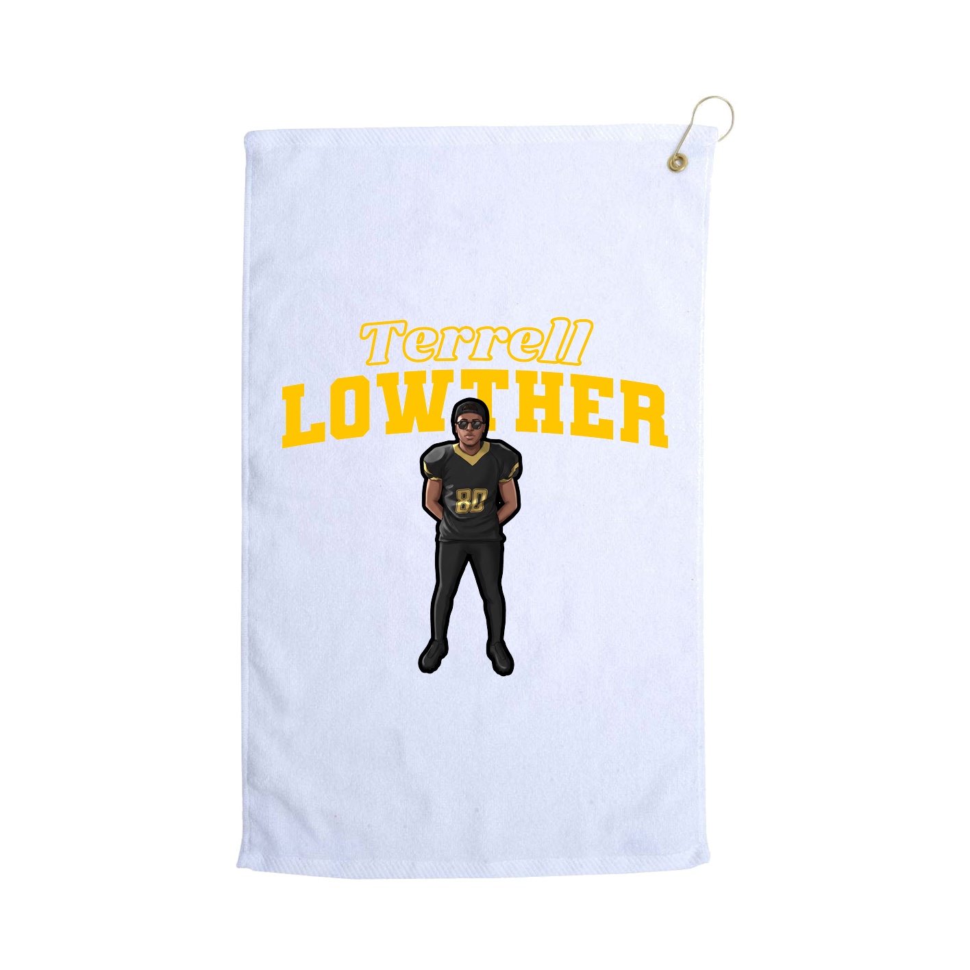 Golf Towel — Name Arch in White