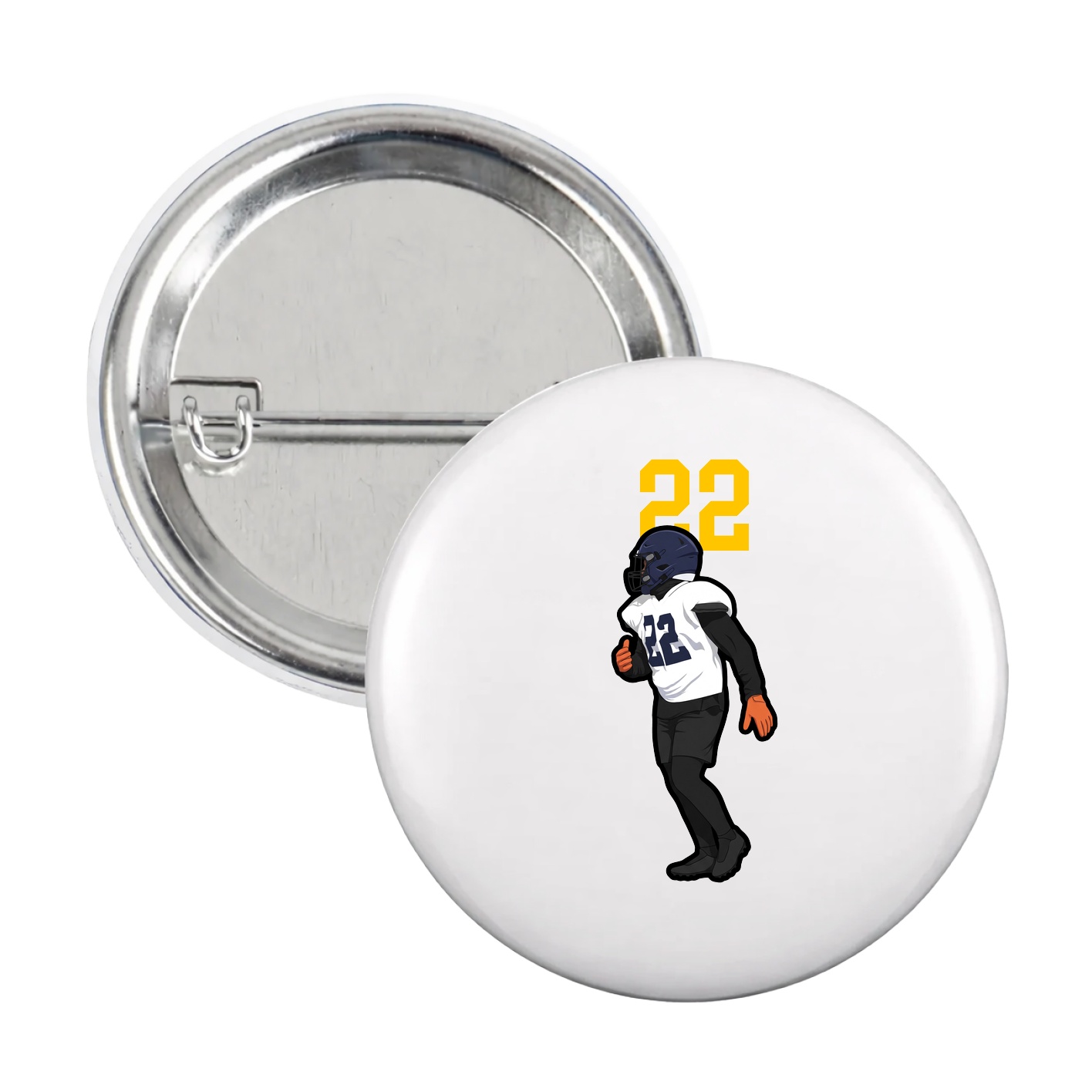 Game Day Button — Number Top in White